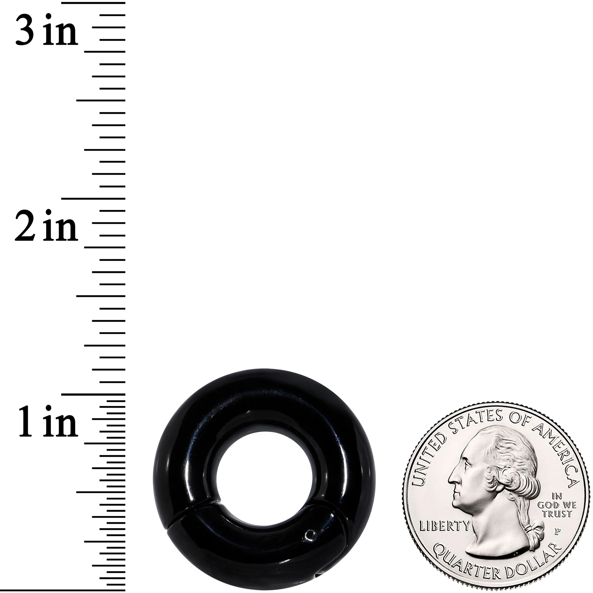 0G 1/2 Black PVD Steel Hinged Segment Ring - Image 3