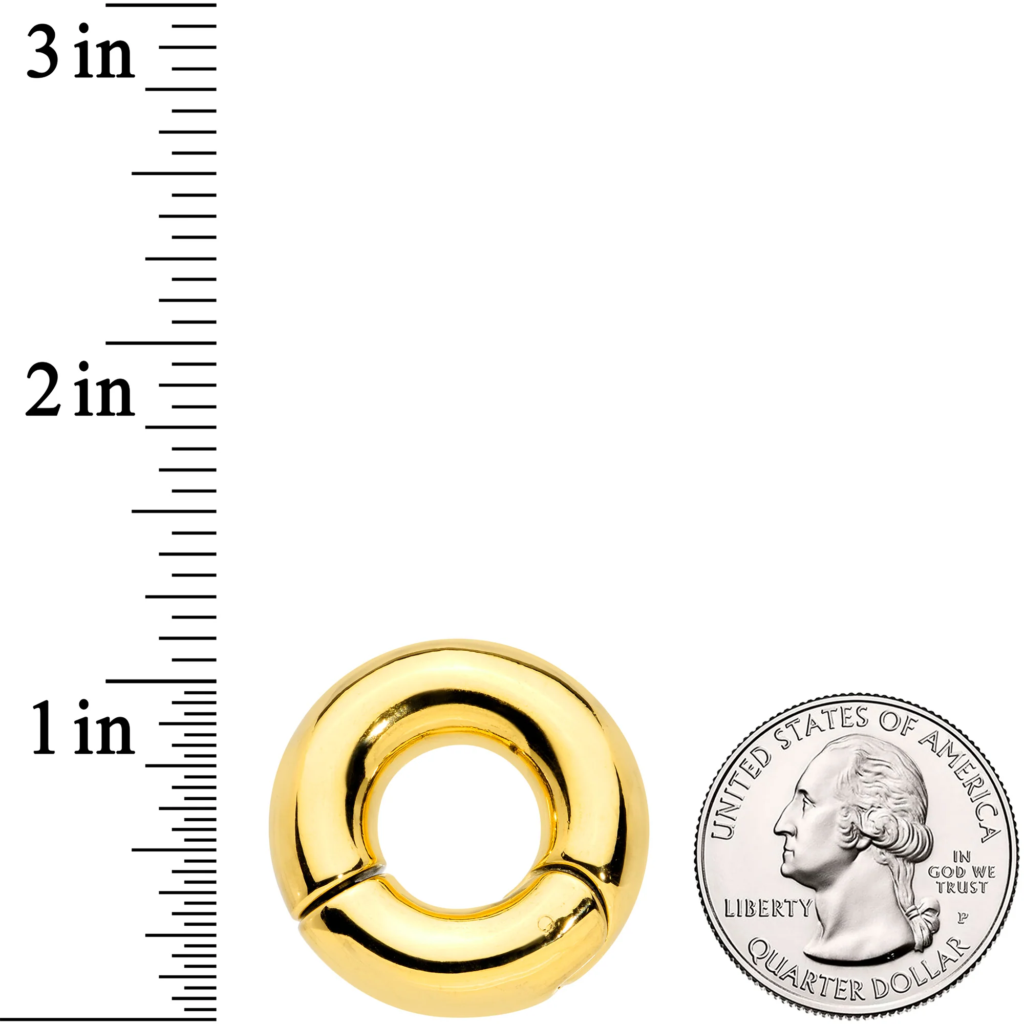 0G 1/2 Gold Tone PVD Steel Hinged Segment Ring - Image 3
