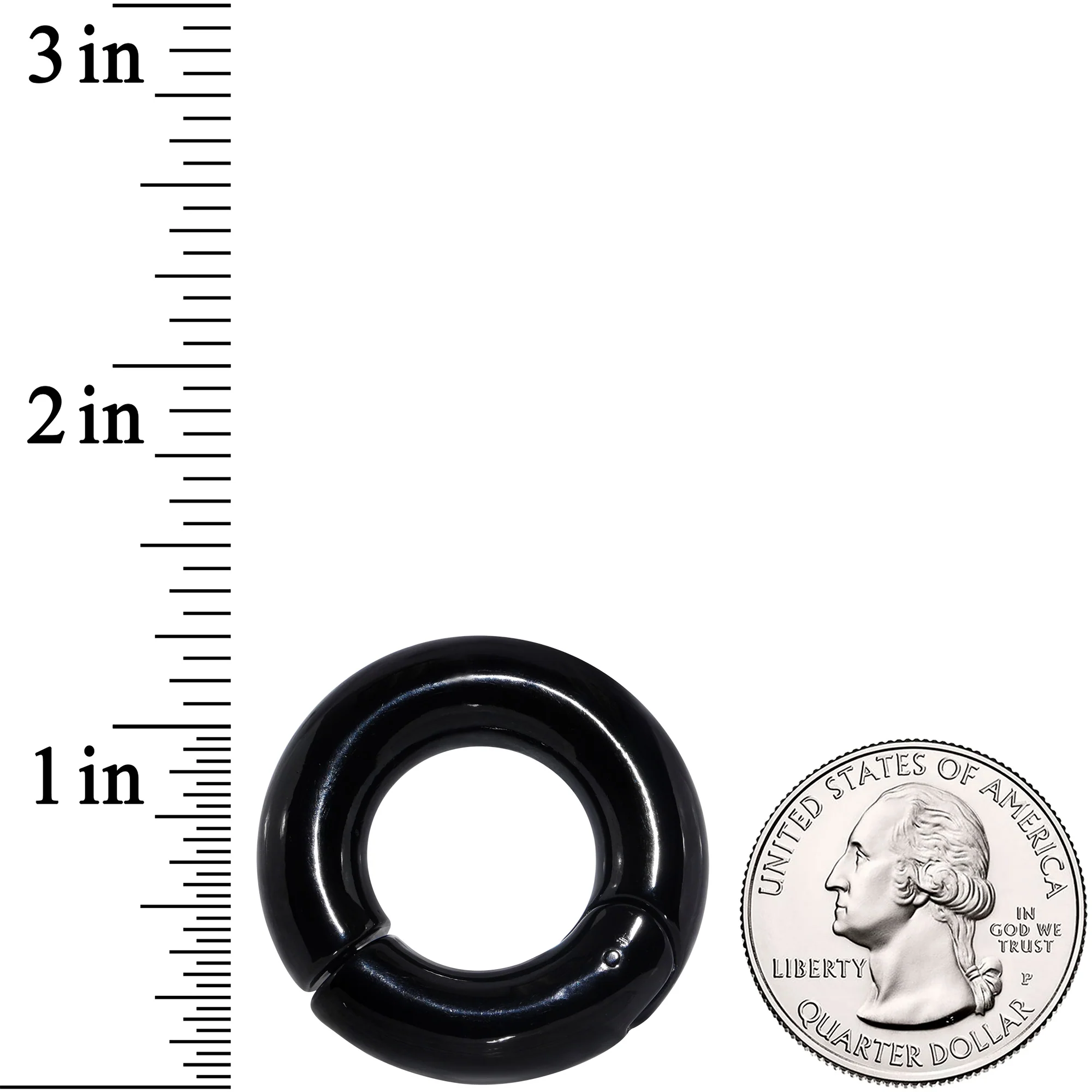 0G 5/8 Black PVD Steel Hinged Segment Ring - Image 3