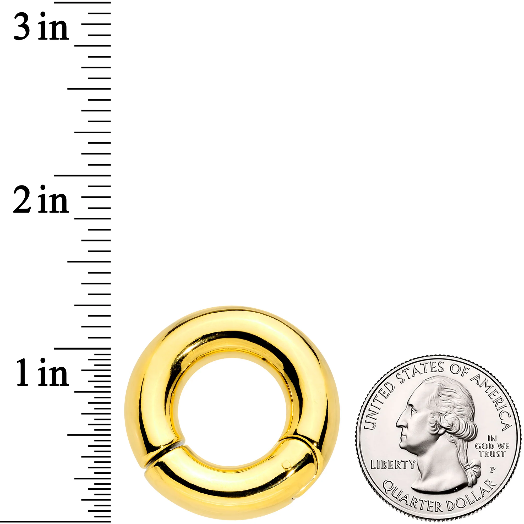 0G 5/8 Gold Tone PVD Steel Hinged Segment Ring - Image 3
