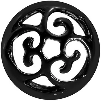 0G Steel Black Filigree Duet Heart Saddle Plug Set - Image 4