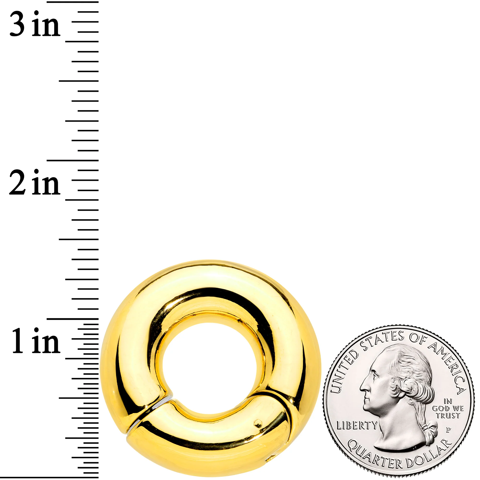 00G 9/16 Gold Tone PVD Steel Hinged Segment Ring - Image 3