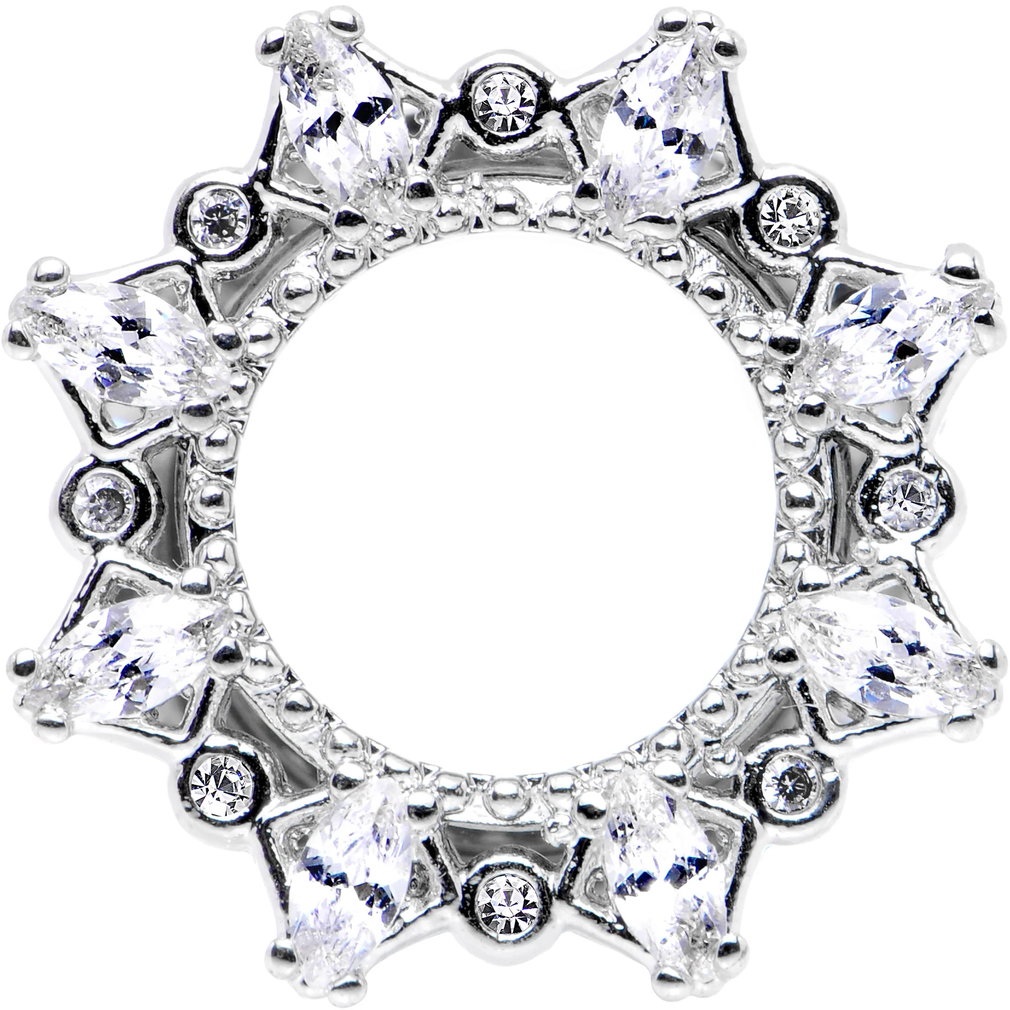 00G Clear Gem Flower Frame Screw Fit Tunnel Plug Set - Image 4