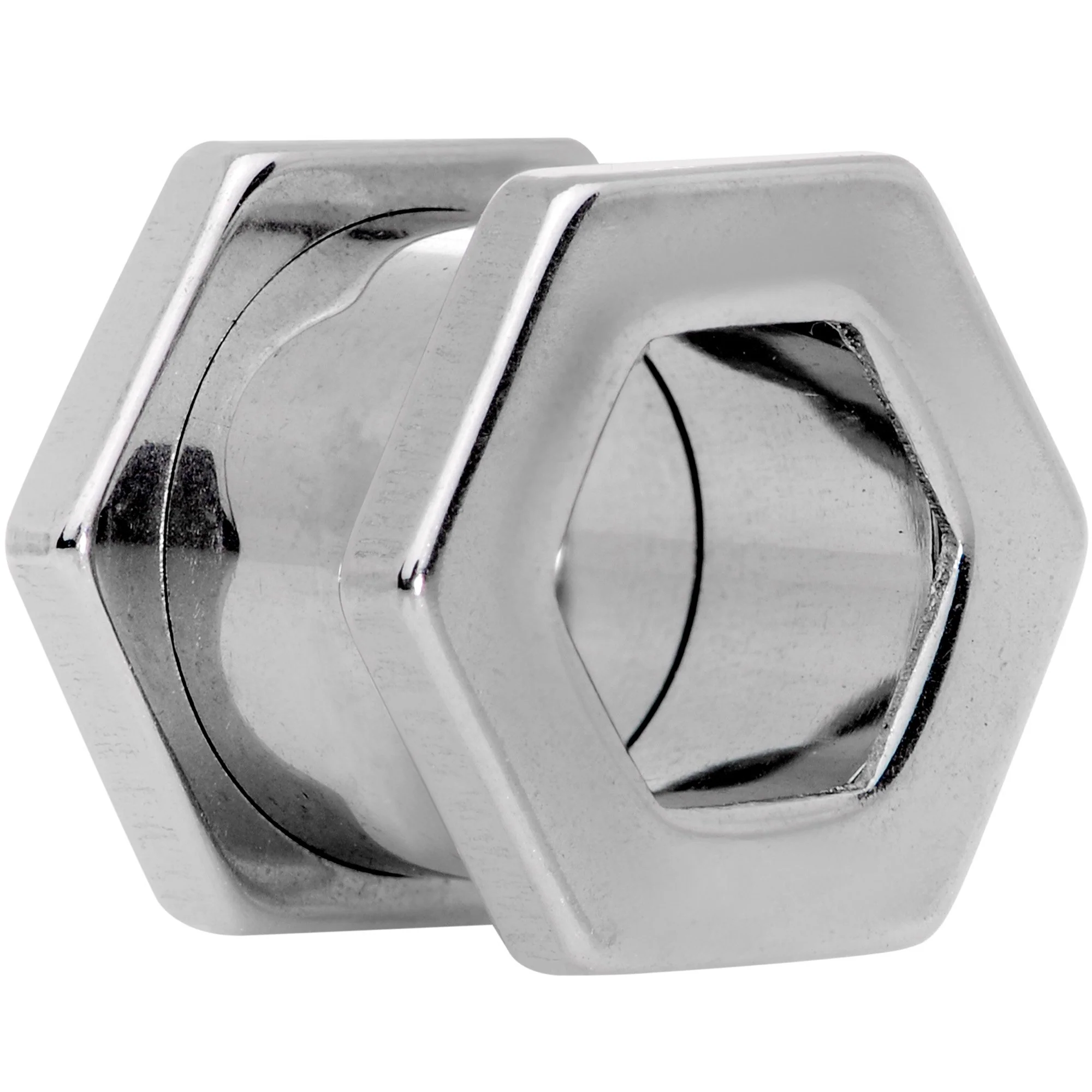 00G Geometric Hexagon Screw Fit Tunnel Plug Set - Image 2