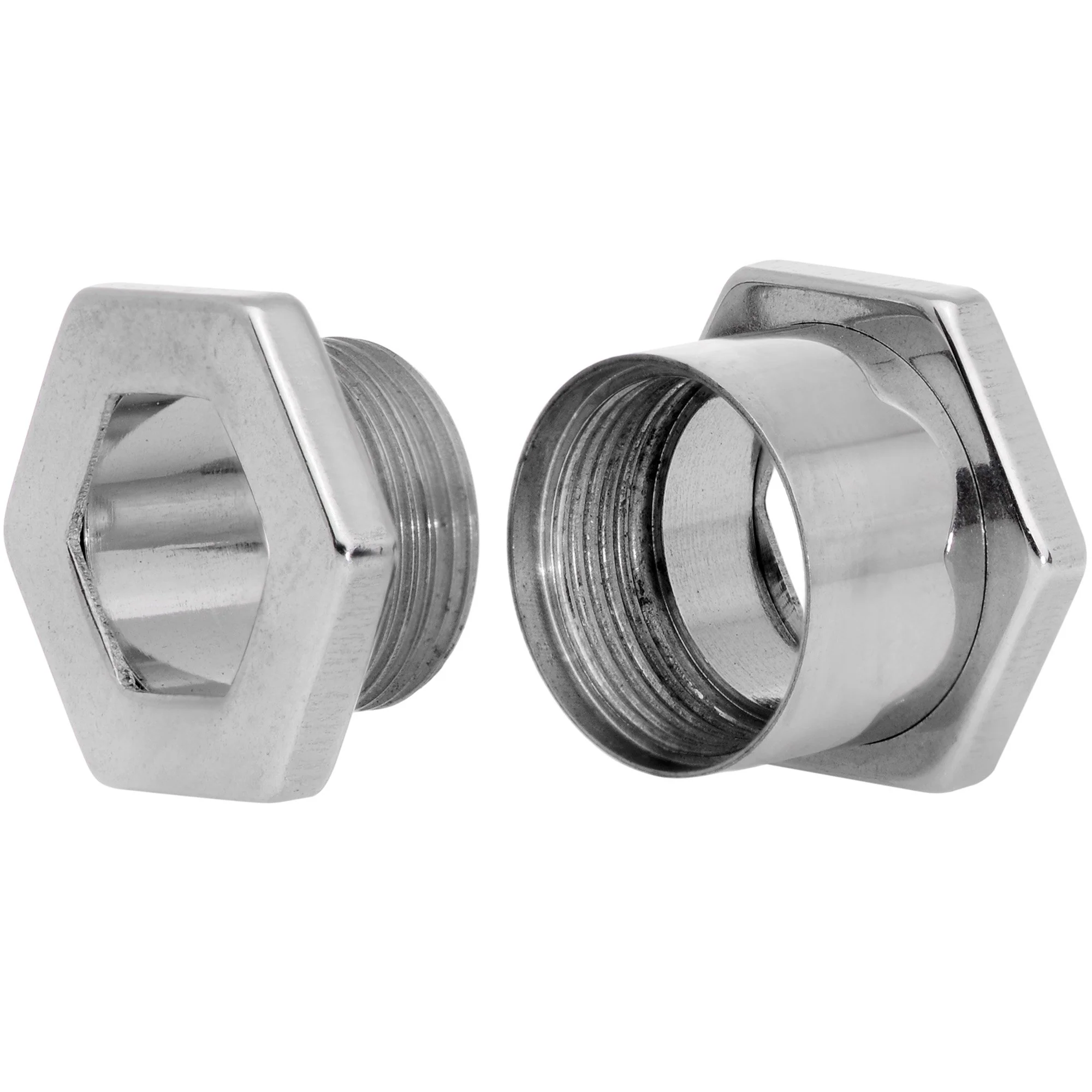 00G Geometric Hexagon Screw Fit Tunnel Plug Set - Image 4