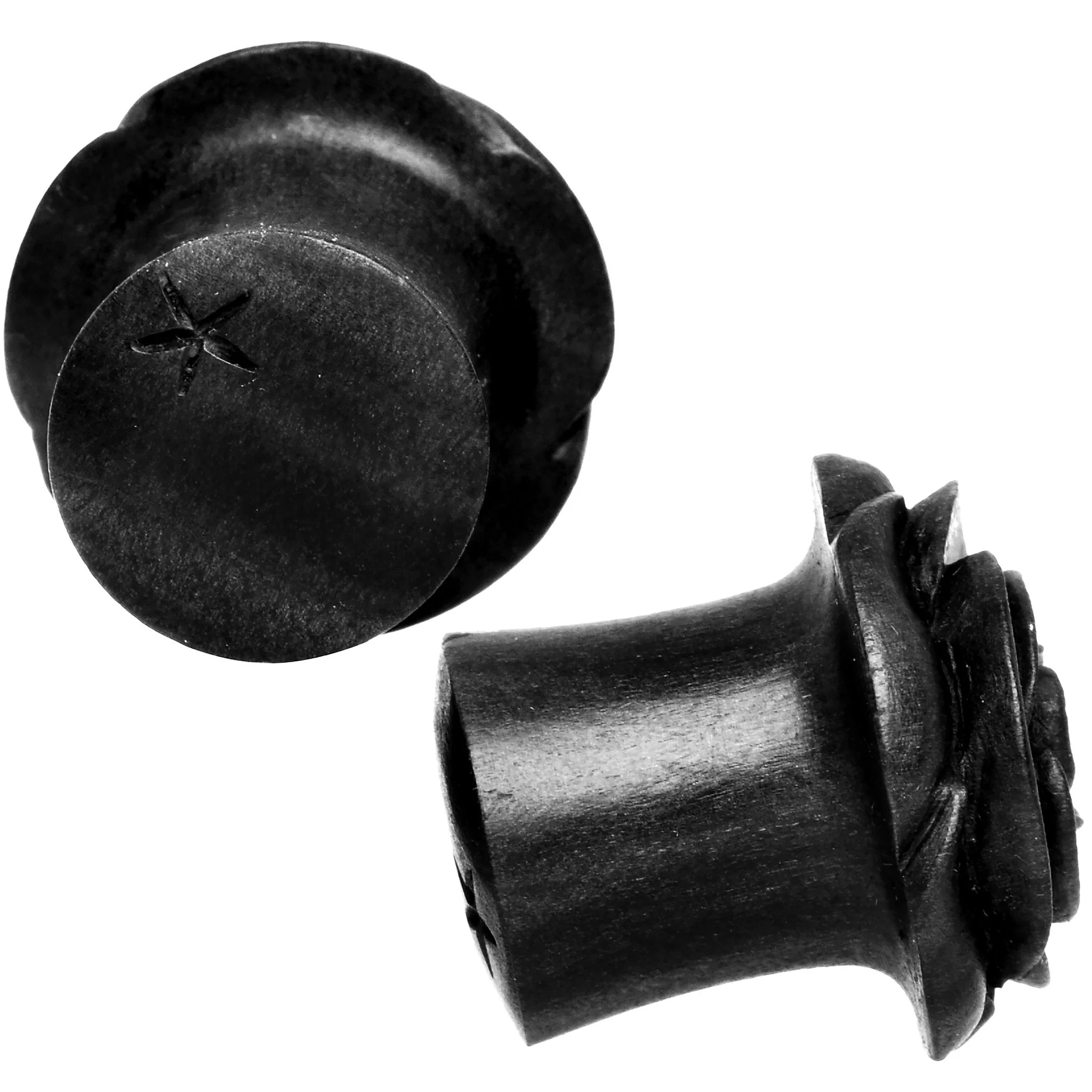 1/2 Organic Arang Wood Rose Flower Hand Carved Plug Set - Image 2