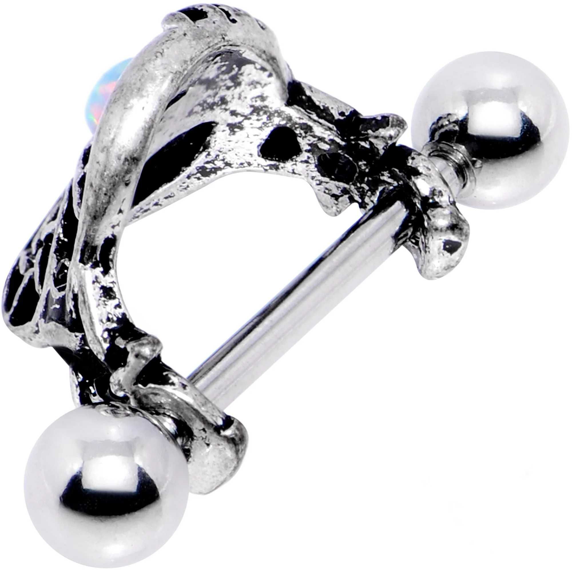 1/2 White Synthetic Opal Mystic Elements Cuff Cartilage Earring - Image 3