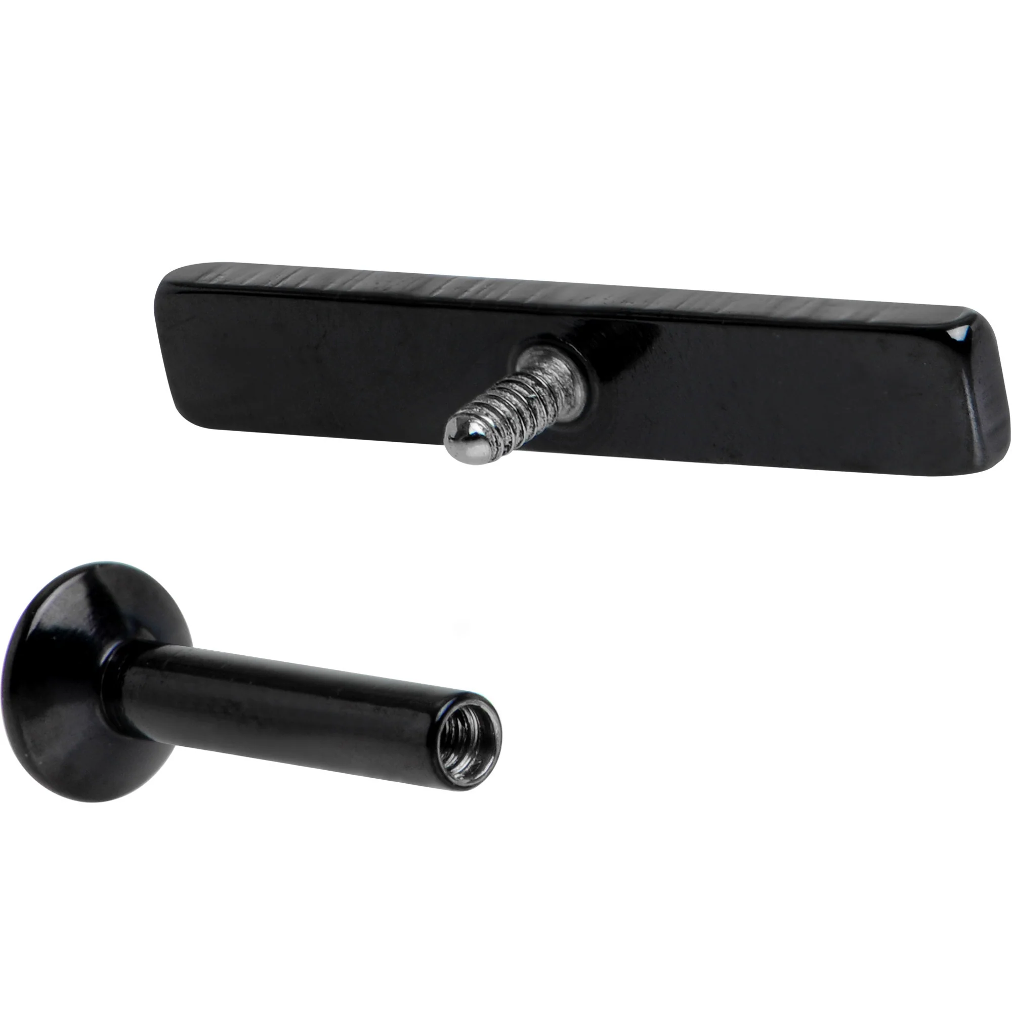 1/4 12mm Black IP Rectangle Internal Thread Daith Cartilage Tragus - Image 4