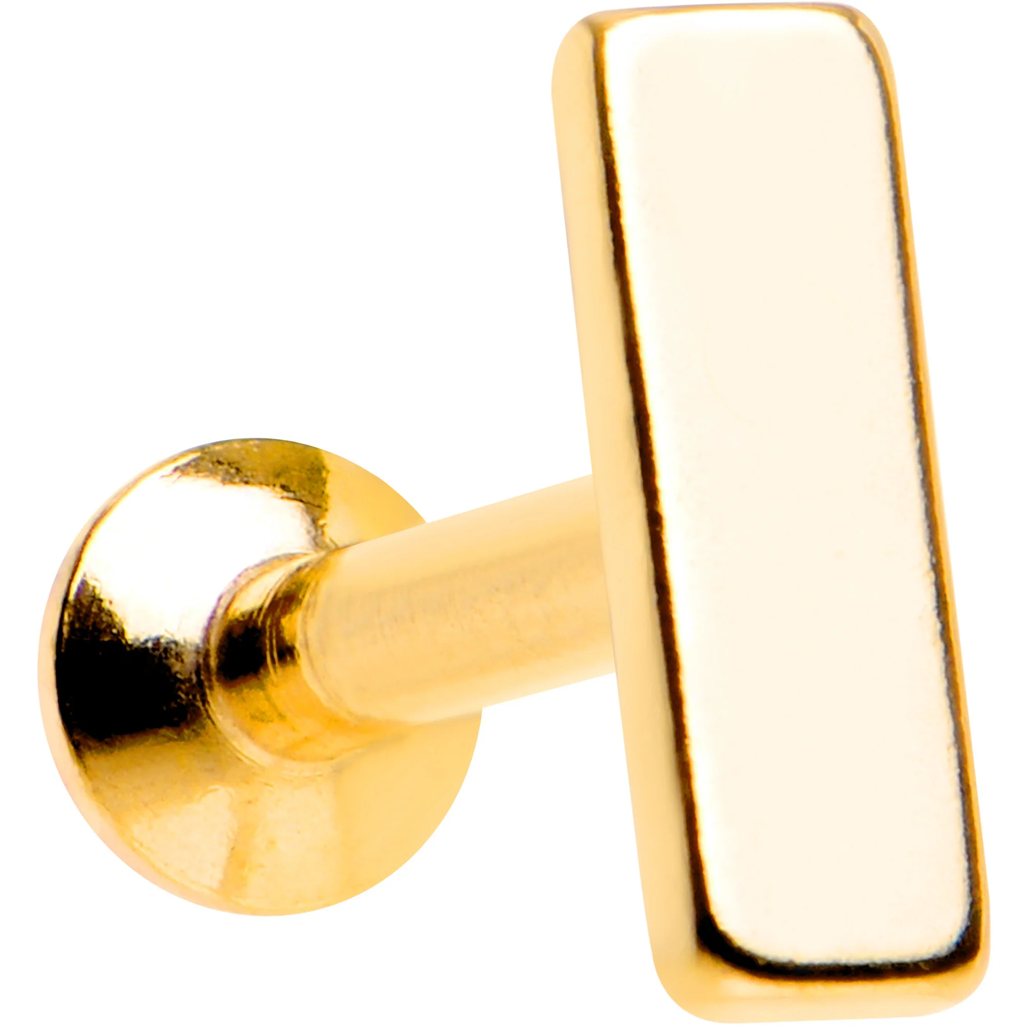1/4 6mm Gold IP Rectangle Internal Thread Daith Cartilage Tragus - Image 3