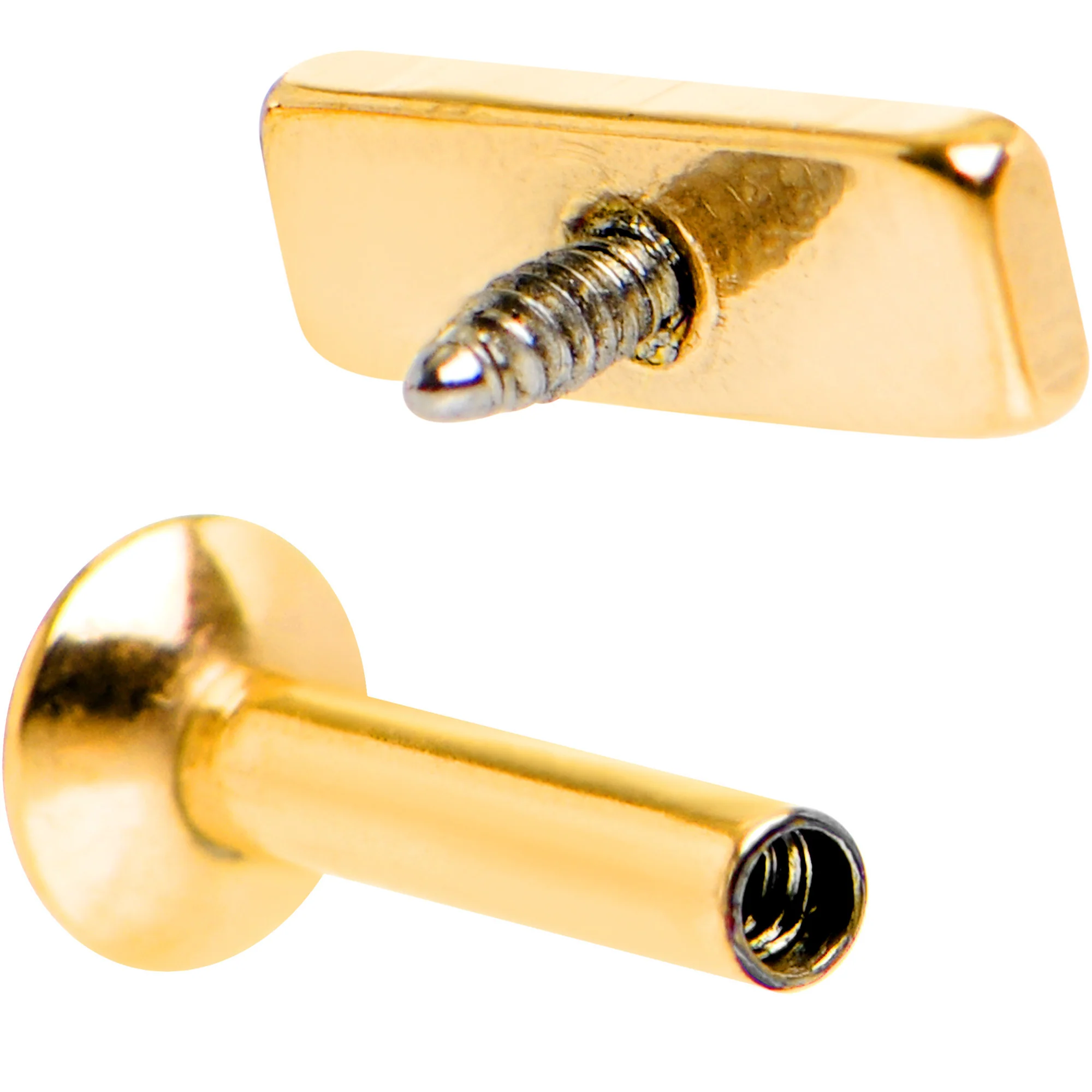 1/4 6mm Gold IP Rectangle Internal Thread Daith Cartilage Tragus - Image 4
