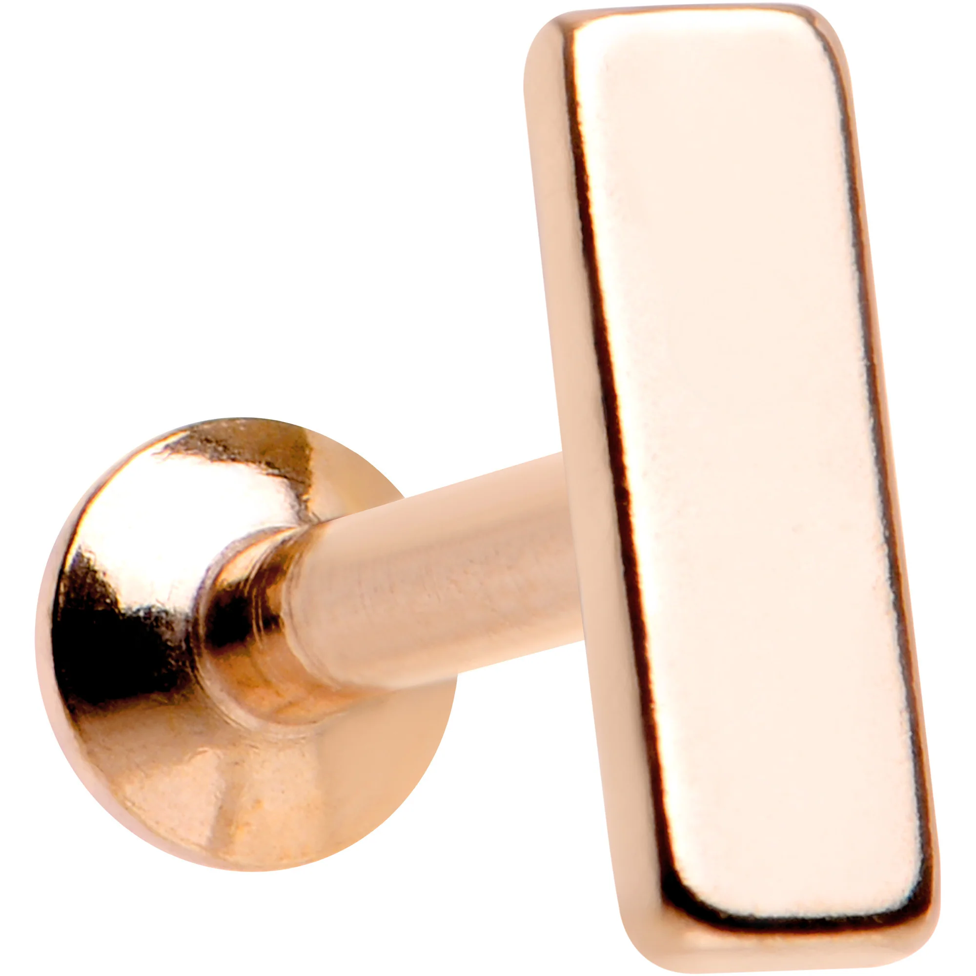 1/4 6mm Rose Gold IP Rectangle Internal Thread Daith Cartilage Tragus - Image 3