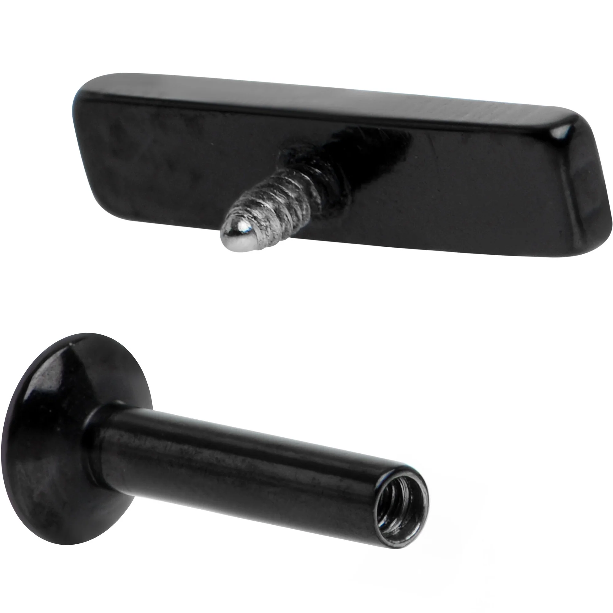 1/4 9mm Black IP Rectangle Internal Thread Daith Cartilage Tragus - Image 4