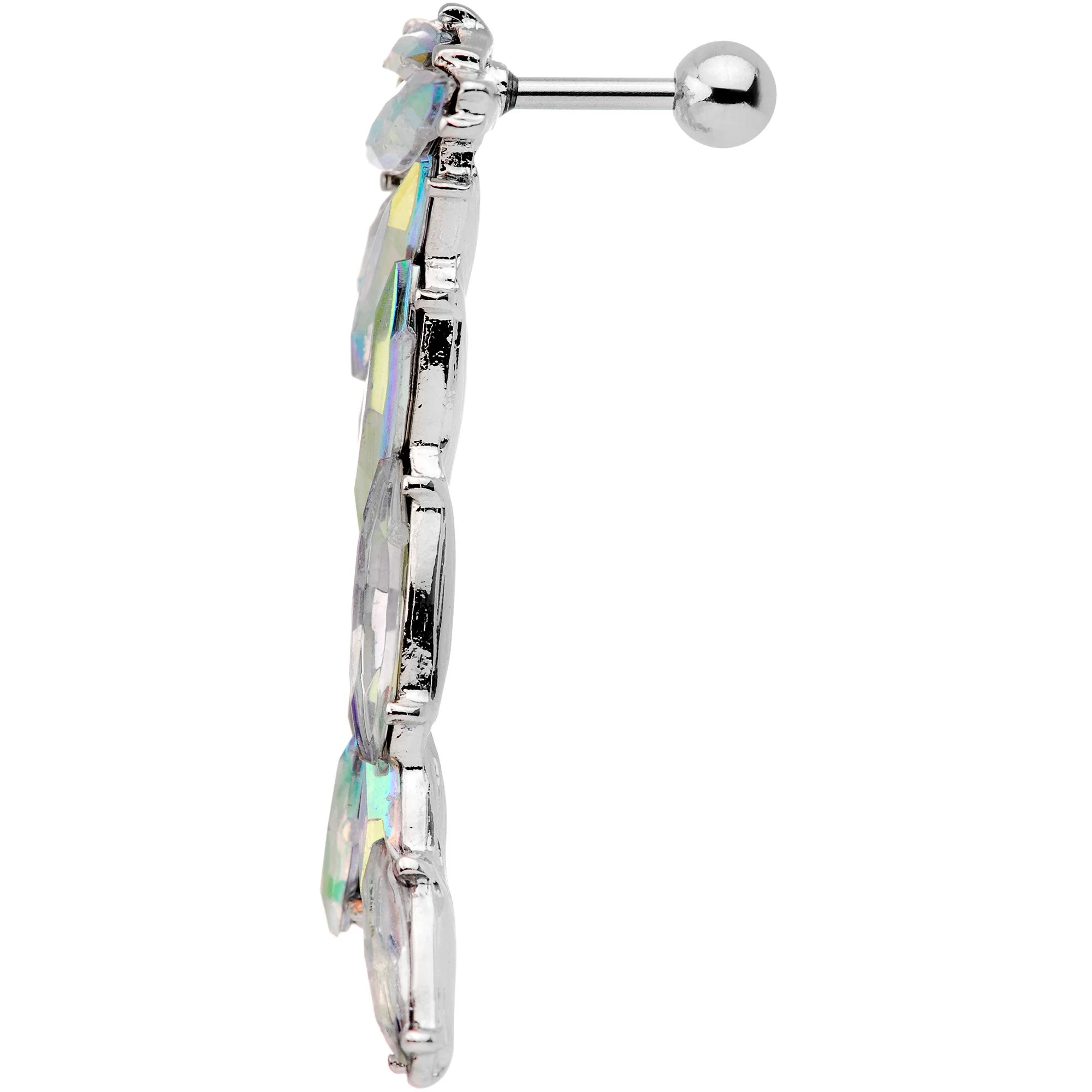1/4 Aurora Gem Feathered Cascade Tragus Cartilage Earring - Image 3