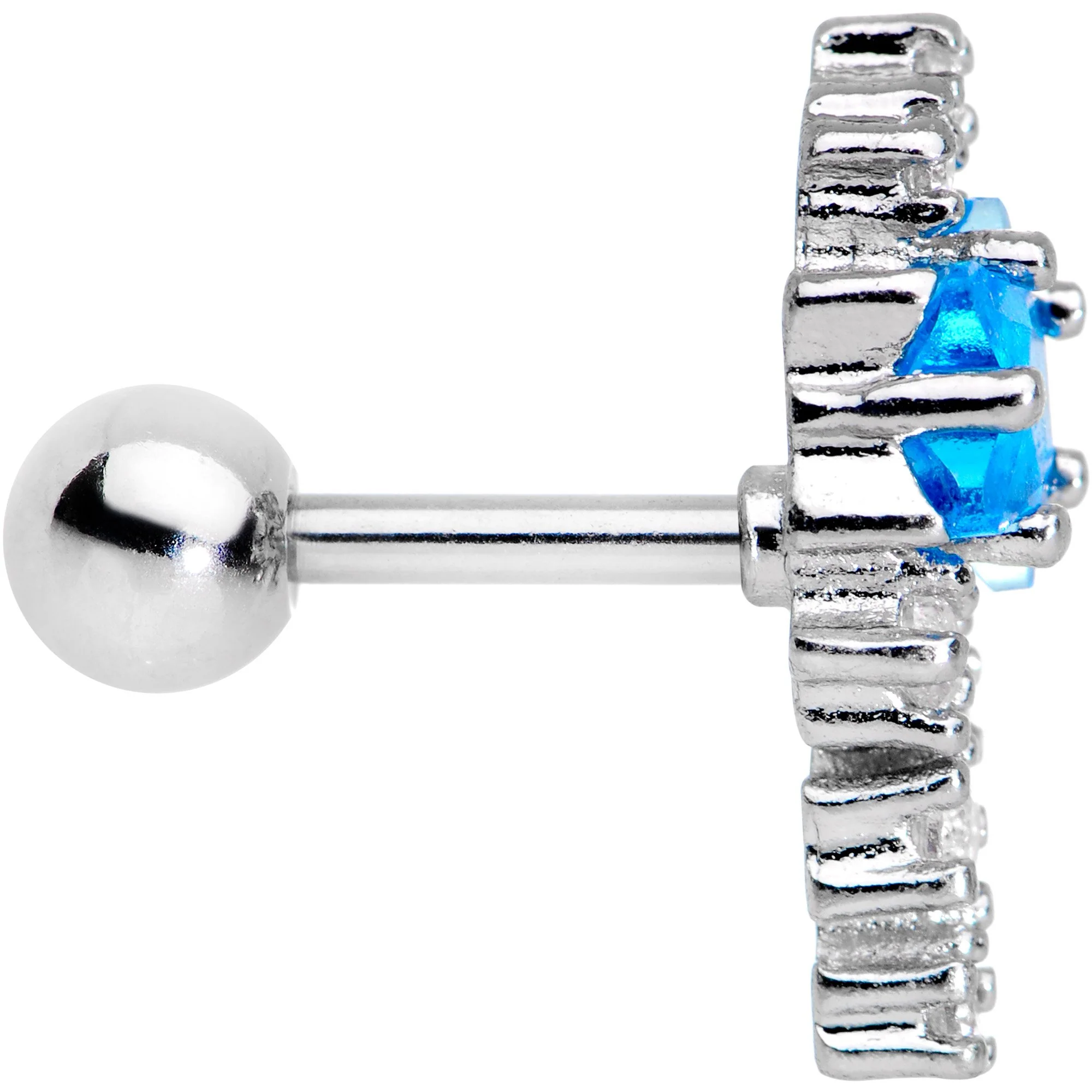 1/4 Blue CZ Gem Star Trail Cartilage Tragus Earring - Image 3