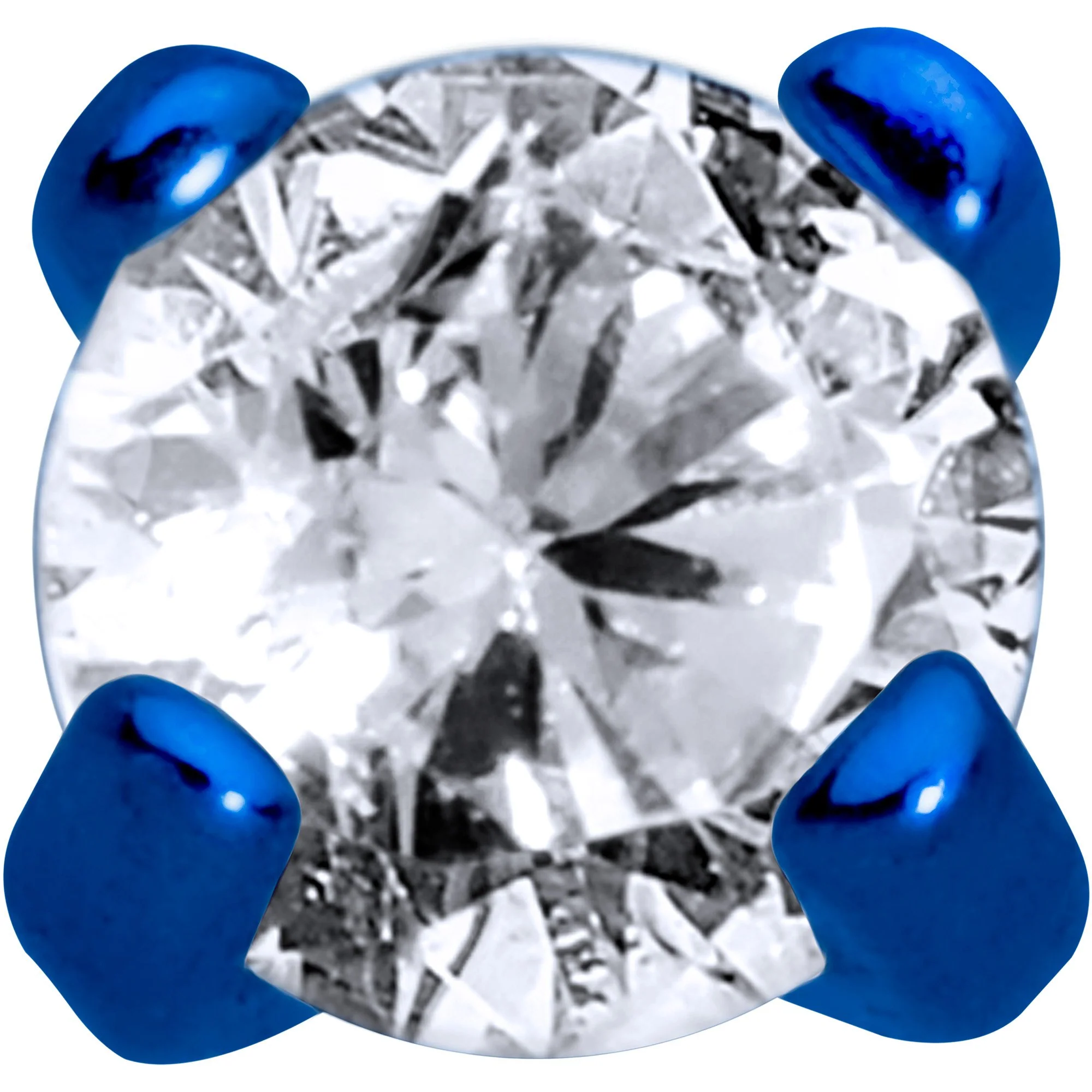 1/4 Clear 2mm Gem Blue IP Internally Threaded Labret Monroe Tragus - Image 2