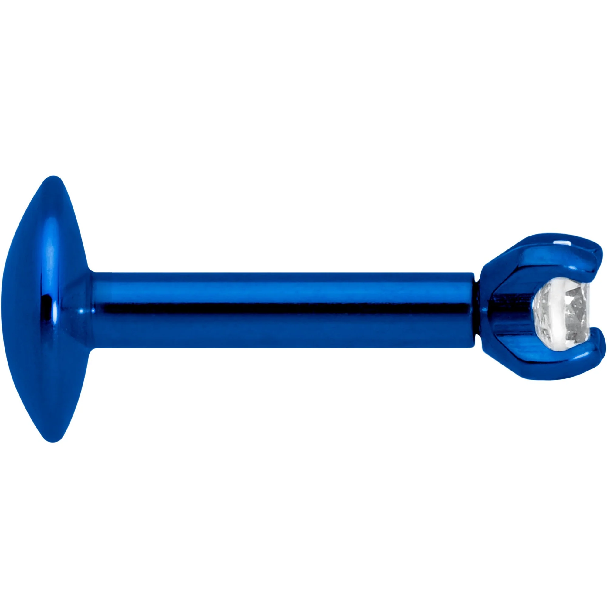 1/4 Clear 2mm Gem Blue IP Internally Threaded Labret Monroe Tragus - Image 3