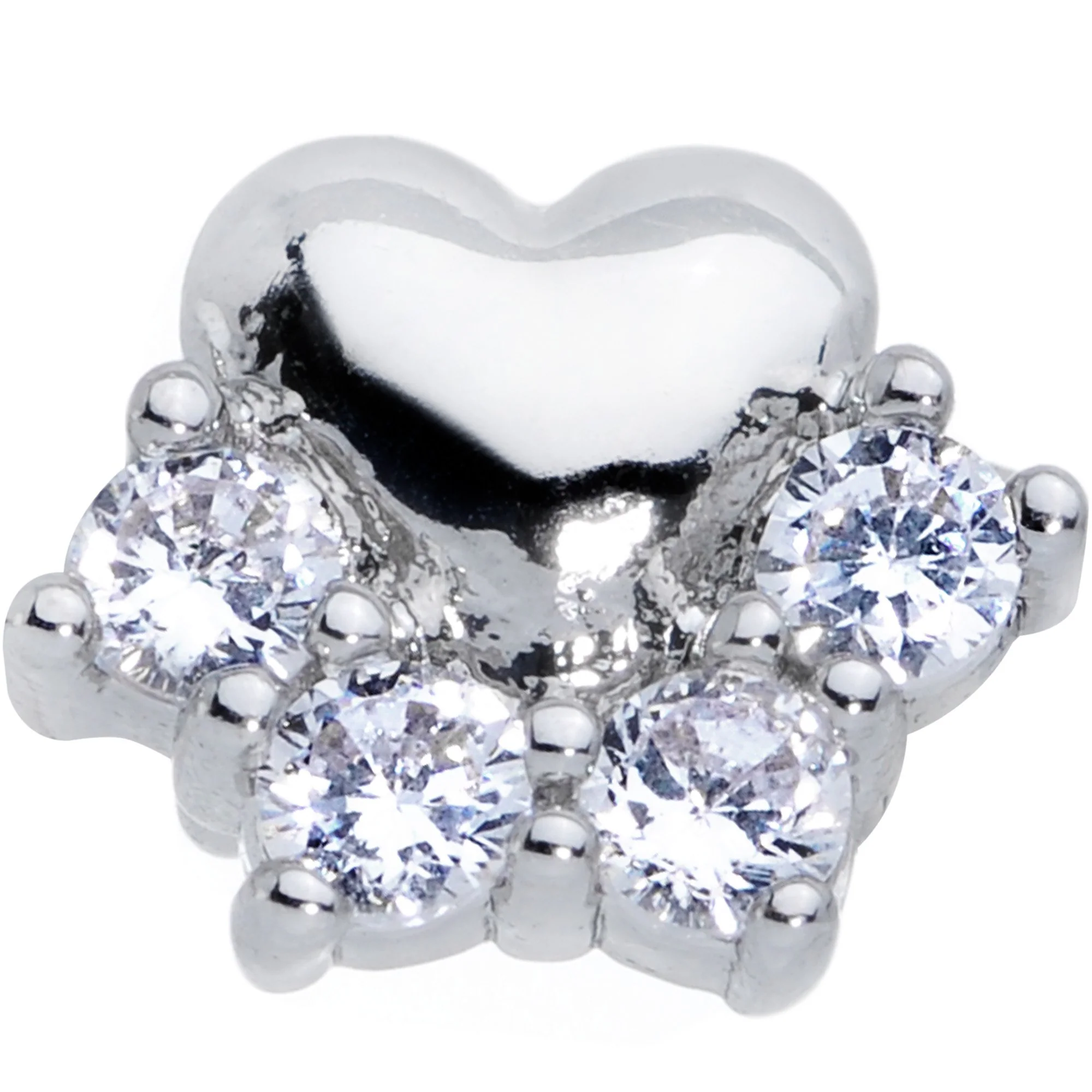 1/4 Clear CZ Gem Be My Valentine Heart Tragus Cartilage Earring - Image 2