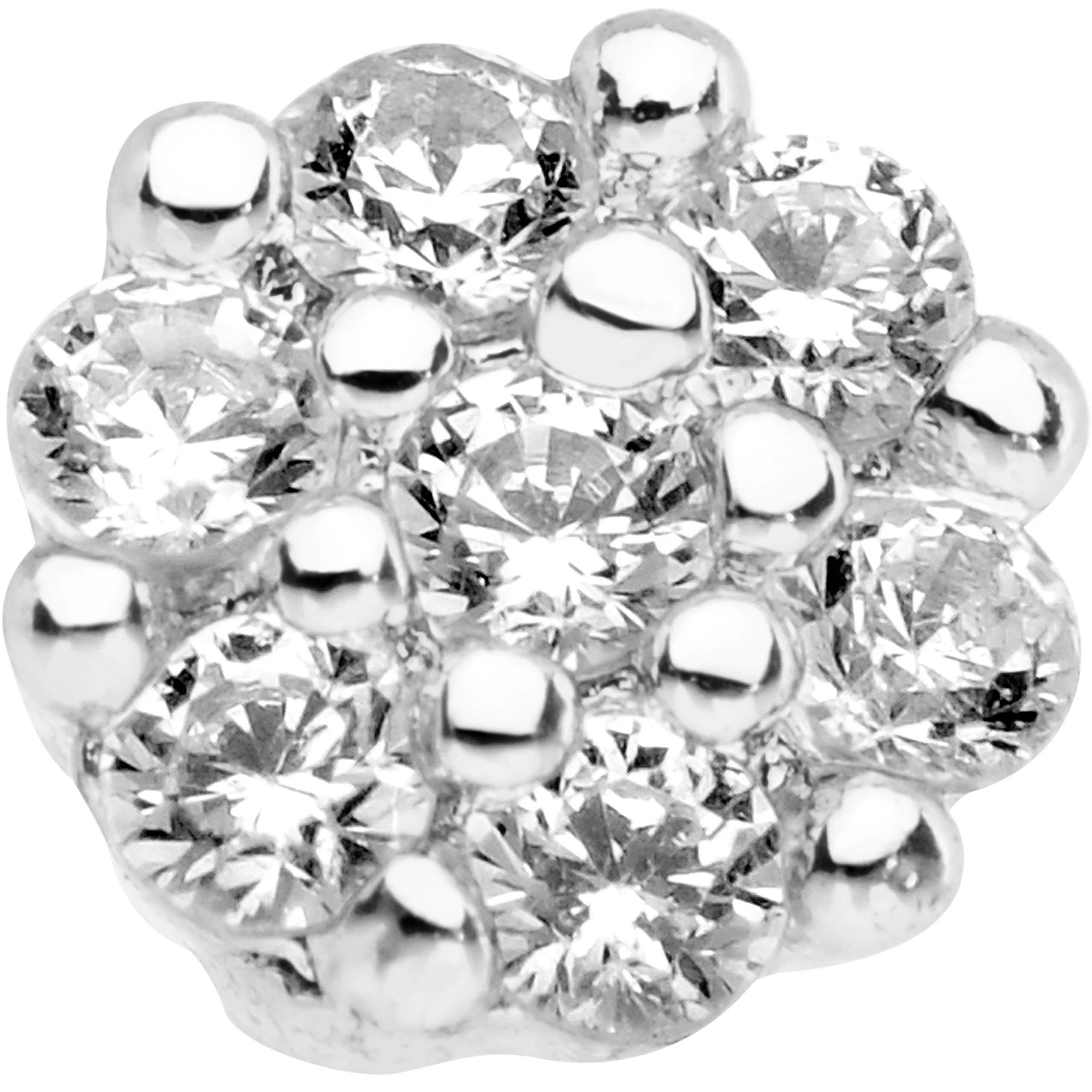 1/4 Clear CZ Gem Cute Cluster L Shaped Nose Ring - Image 2
