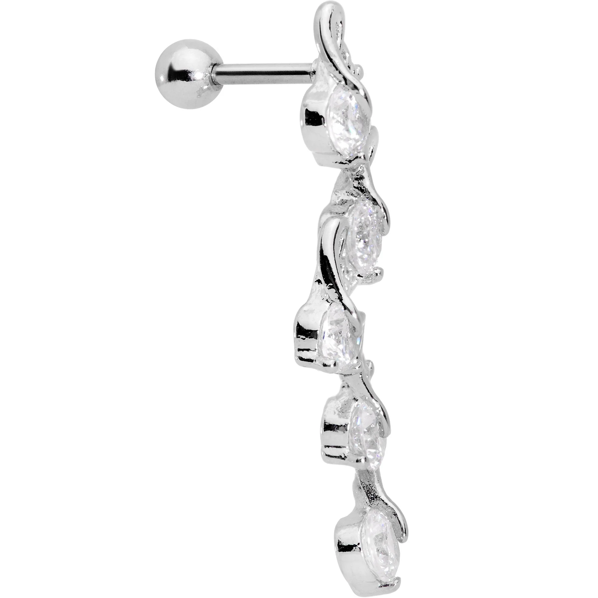 1/4 Clear Gem Butterfly Cascade Tragus Cartilage Earring - Image 2