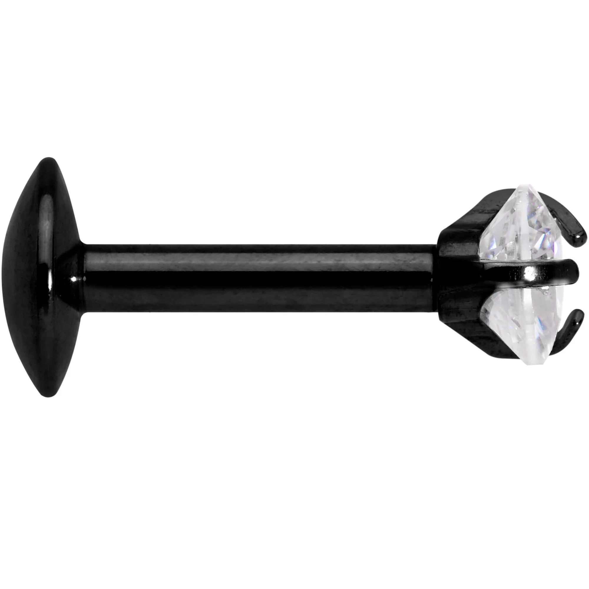 1/4 Clear Heart CZ Black PVD Internally Threaded Labret Monroe - Image 3