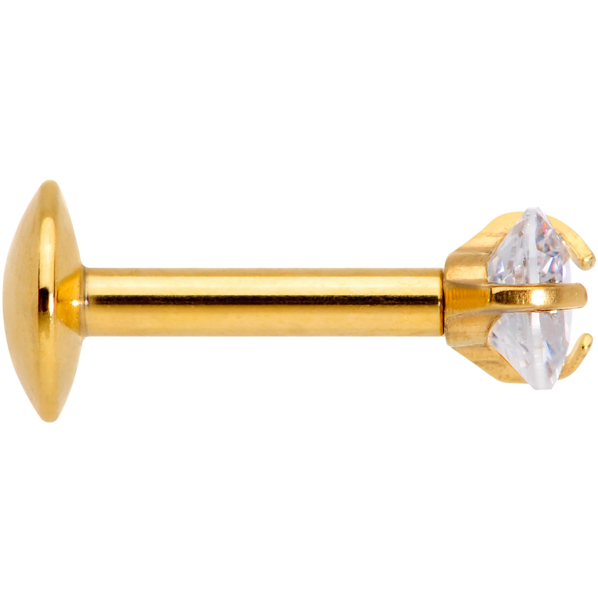 1/4 Clear Heart CZ Gold PVD Internally Threaded Labret Monroe - Image 3
