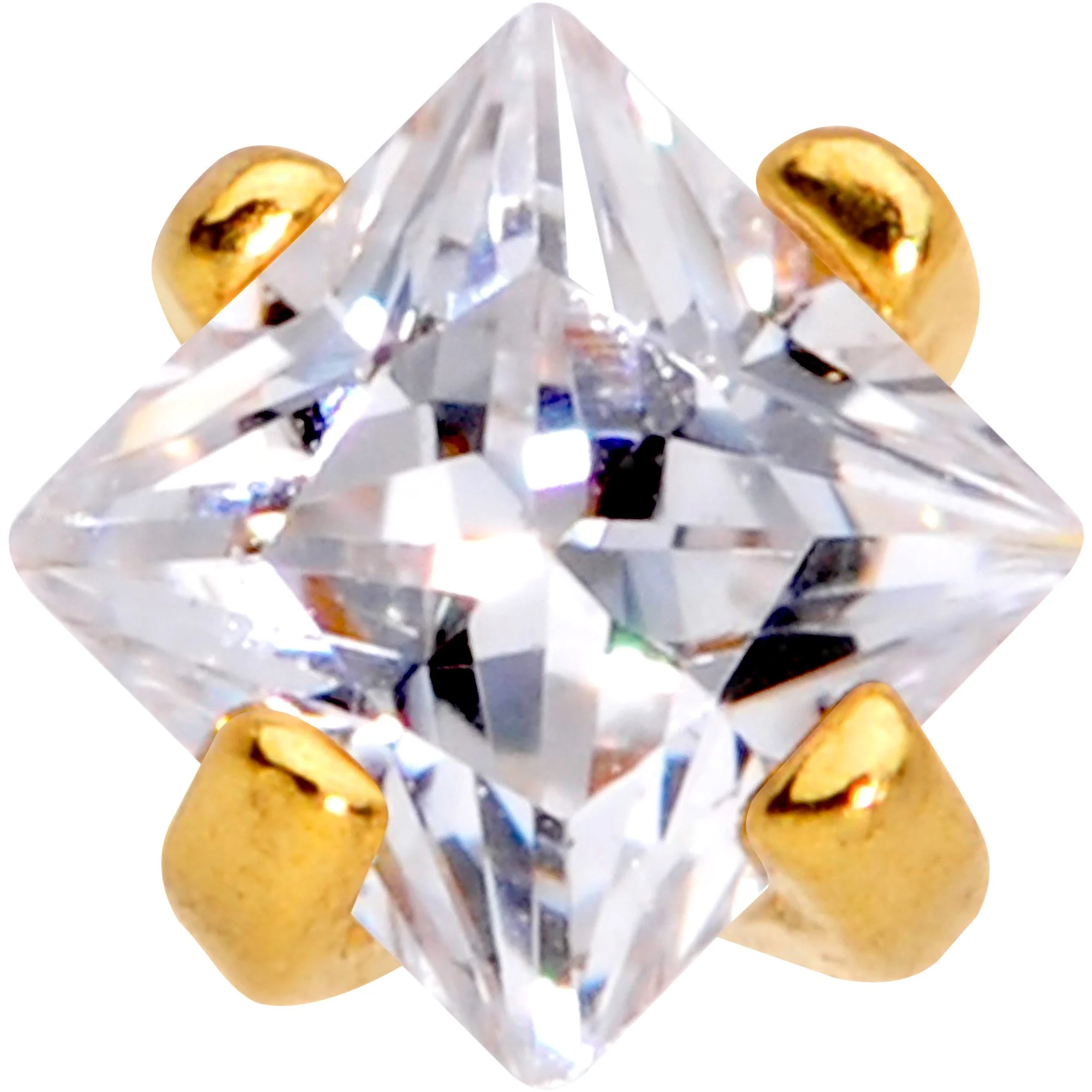 1/4 Clear Square CZ Gold PVD Internally Threaded Labret Monroe - Image 2
