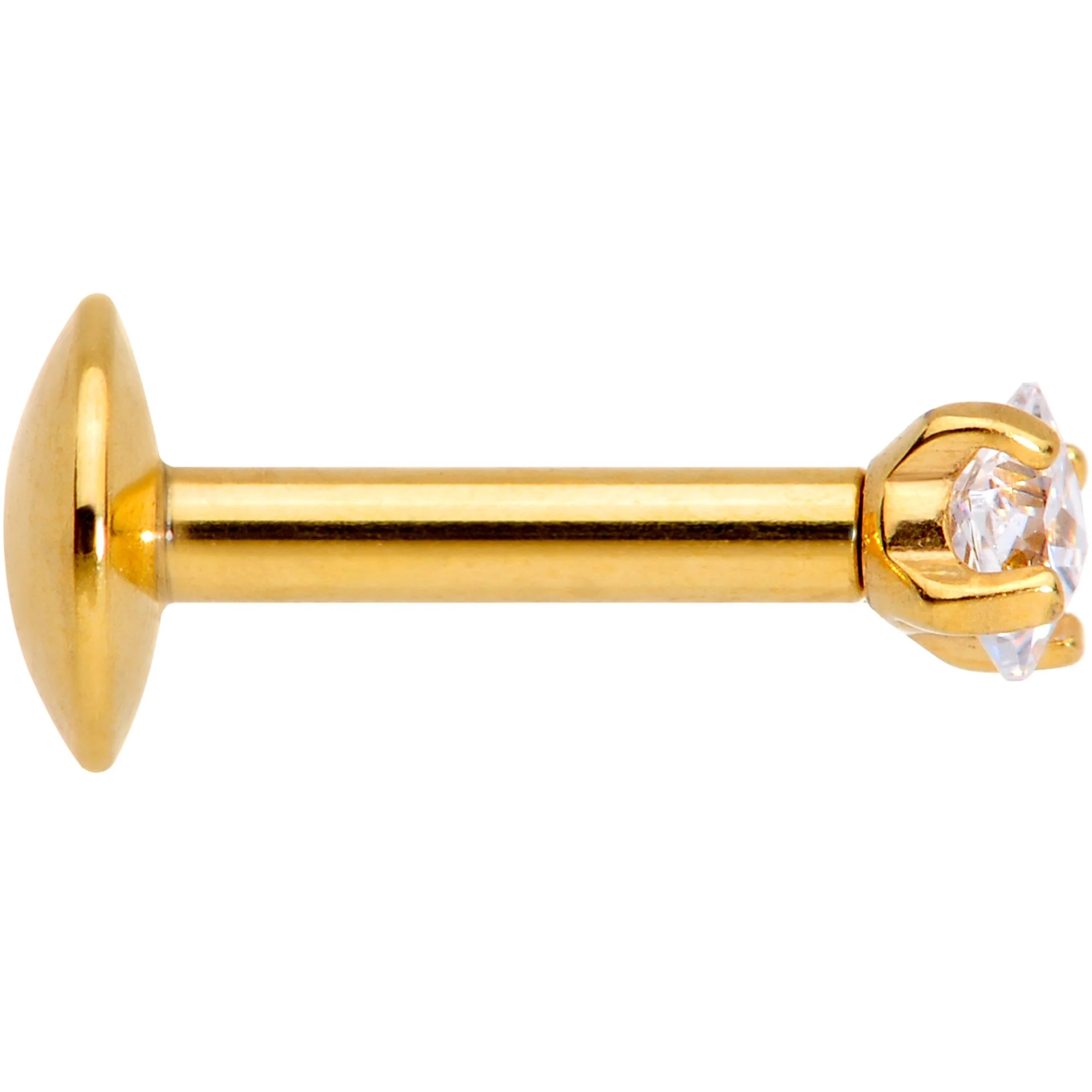 1/4 Clear Square CZ Gold PVD Internally Threaded Labret Monroe - Image 3