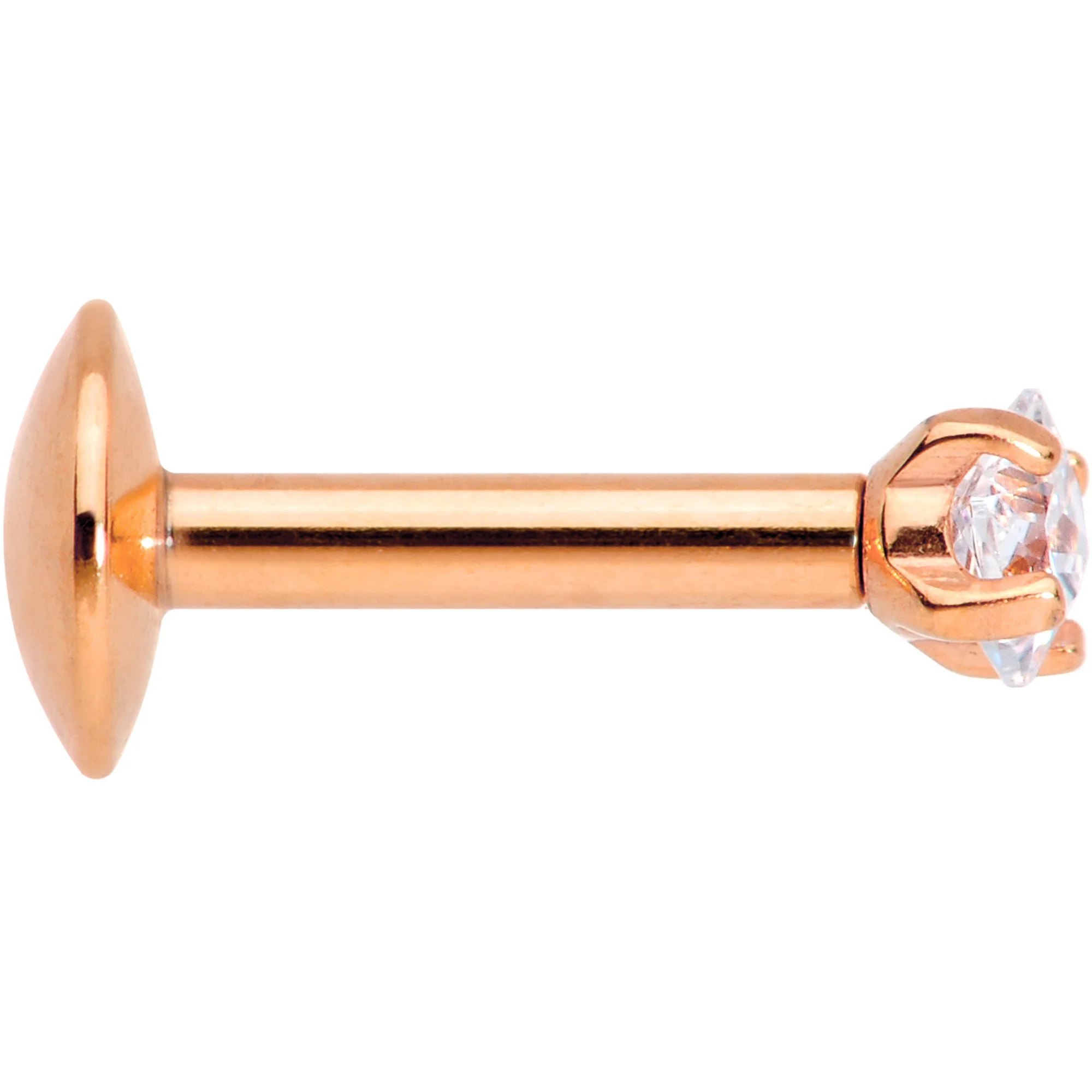 5/16 Clear Square CZ Rose Gold PVD Internally Threaded Labret Monroe - Image 3