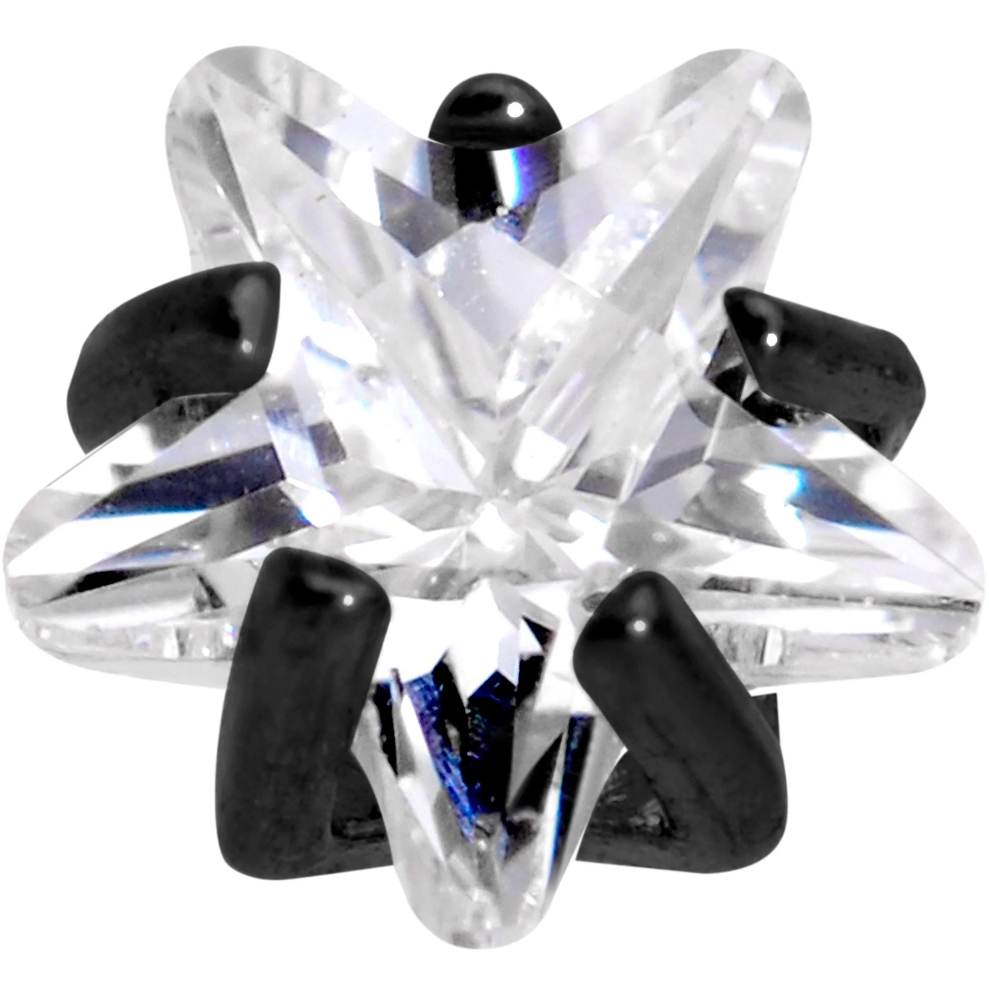 1/4 Clear Star CZ Gem Black PVD Internally Threaded Labret Monroe - Image 2