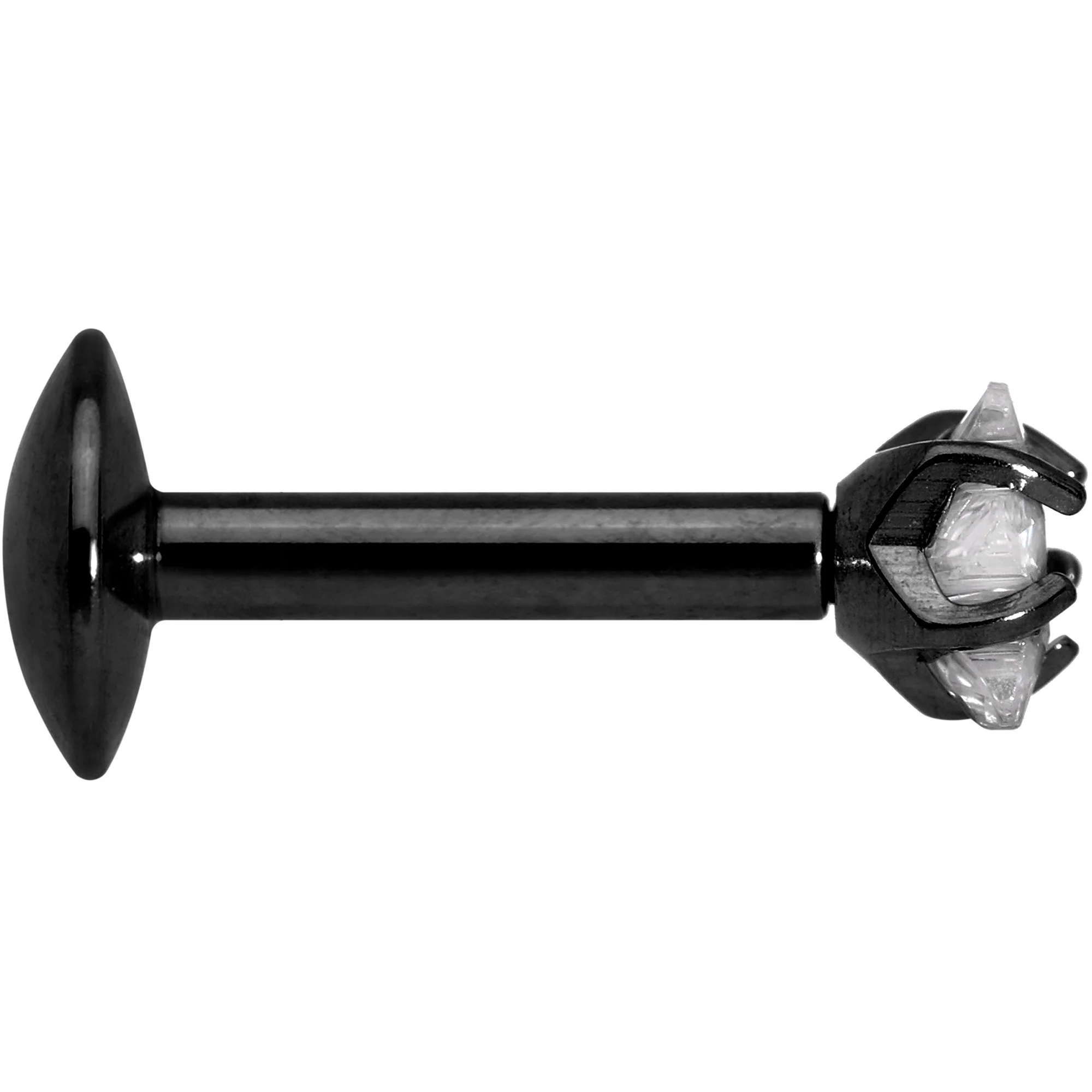 1/4 Clear Star CZ Gem Black PVD Internally Threaded Labret Monroe - Image 3