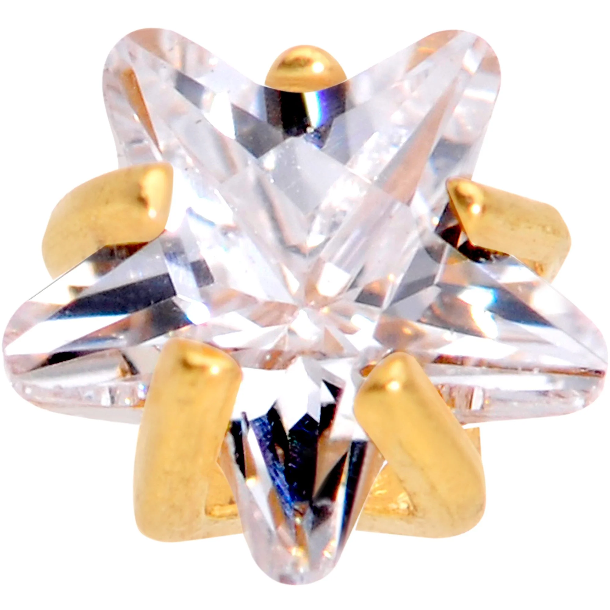 1/4 Clear Star CZ Gem Gold PVD Internally Threaded Labret Monroe - Image 2