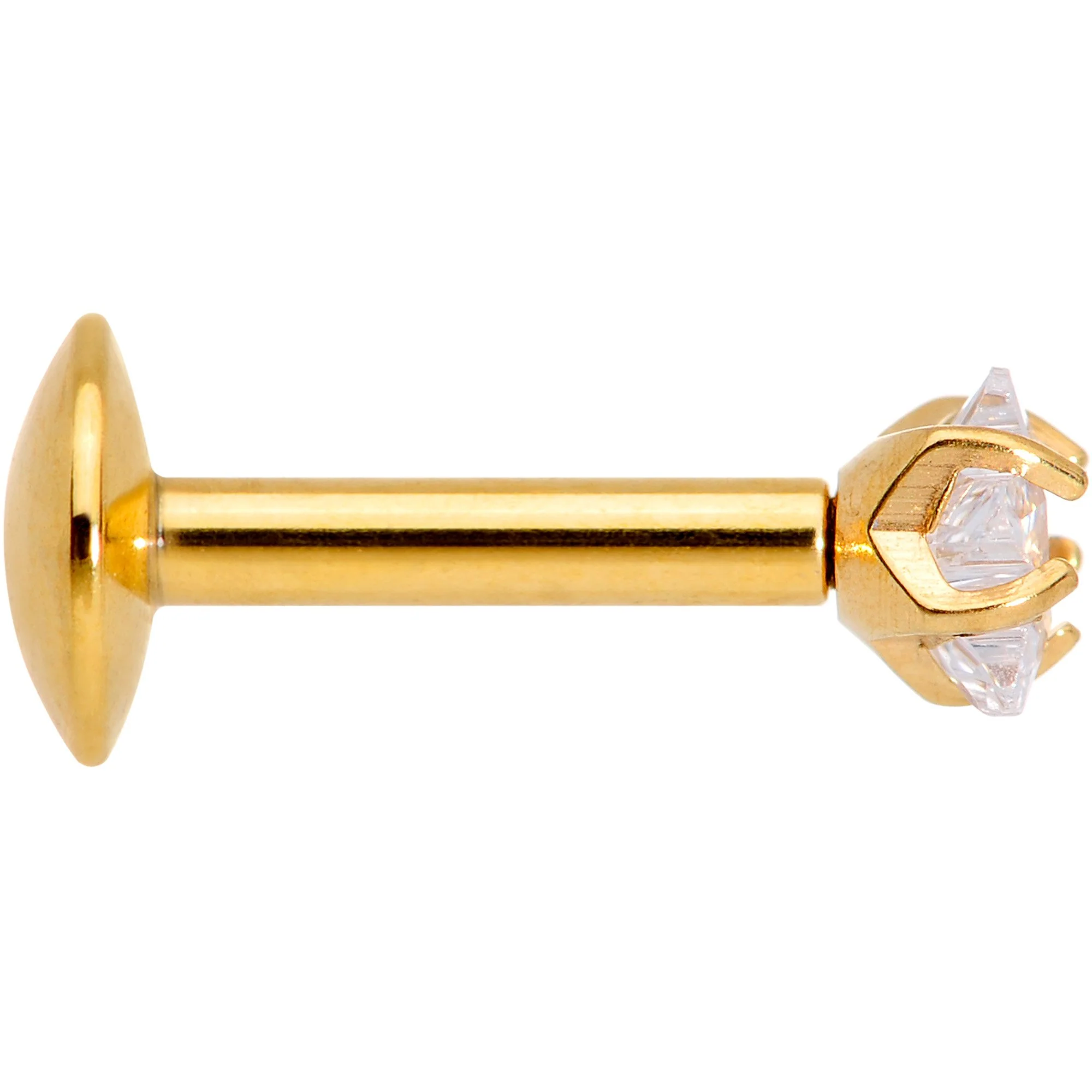 1/4 Clear Star CZ Gem Gold PVD Internally Threaded Labret Monroe - Image 3
