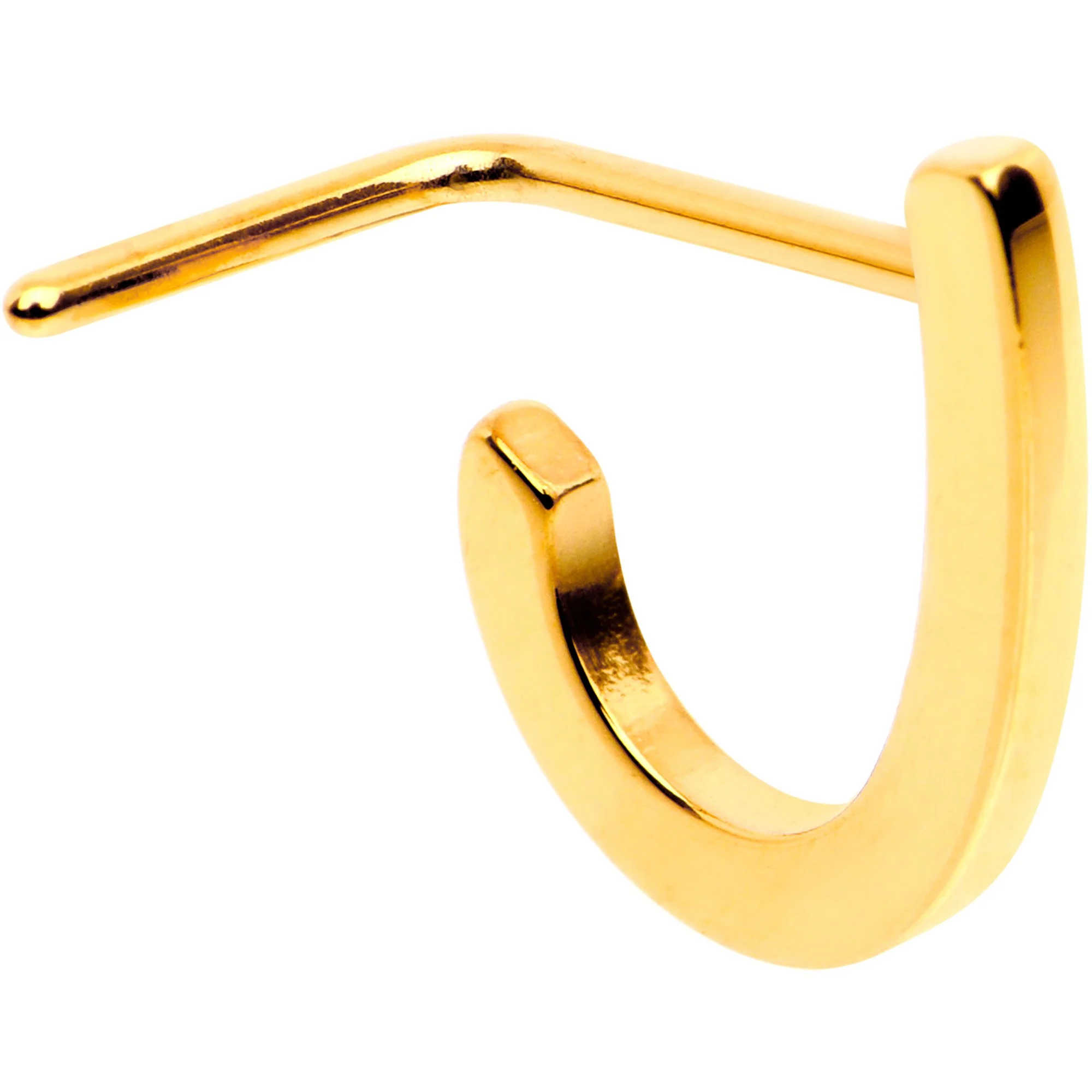 20G Gold Tone Faux Hoop L Shaped Nose Ring - Image 3