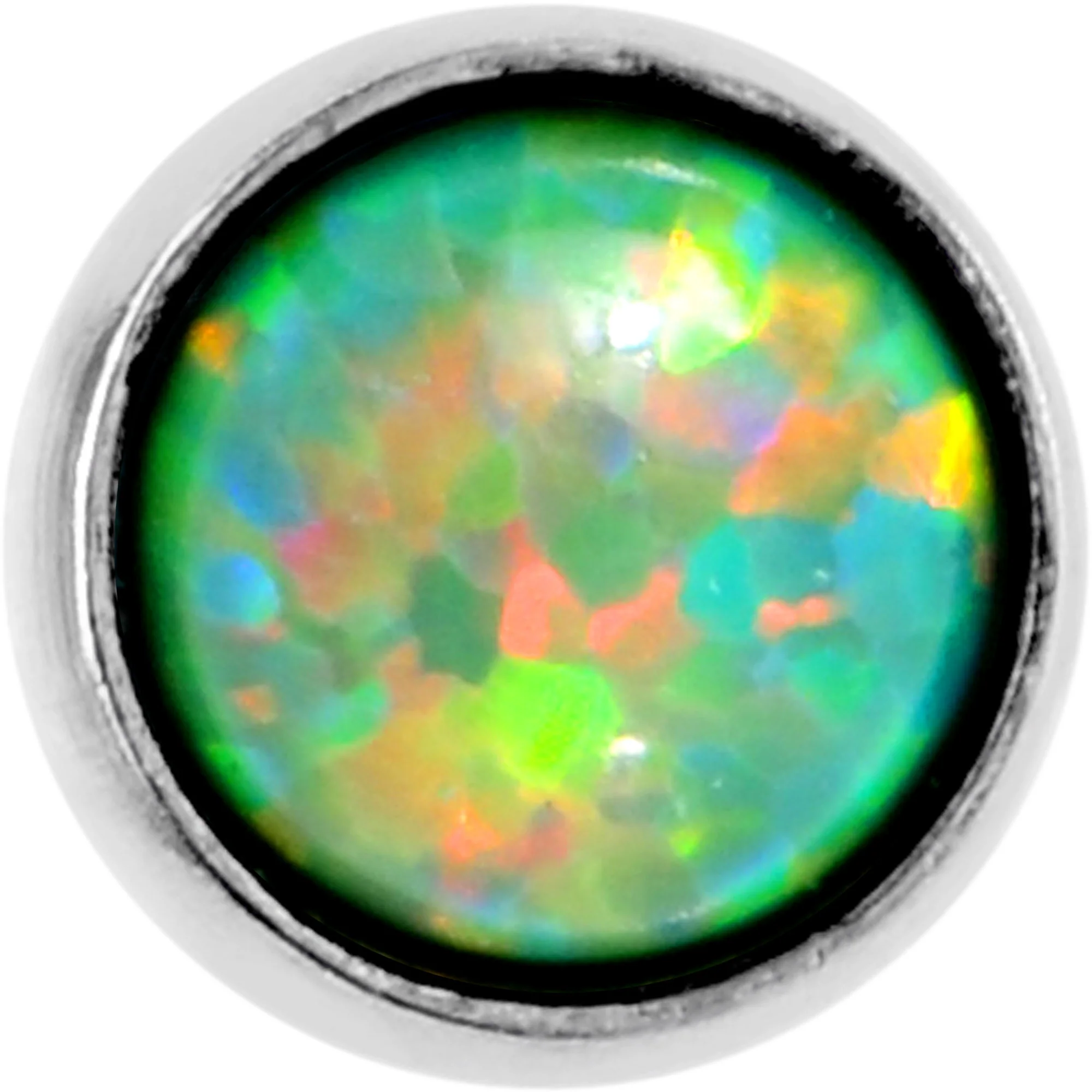 1/4 Green Synthetic Opal Internally Threaded Daith Cartilage Tragus - Image 3
