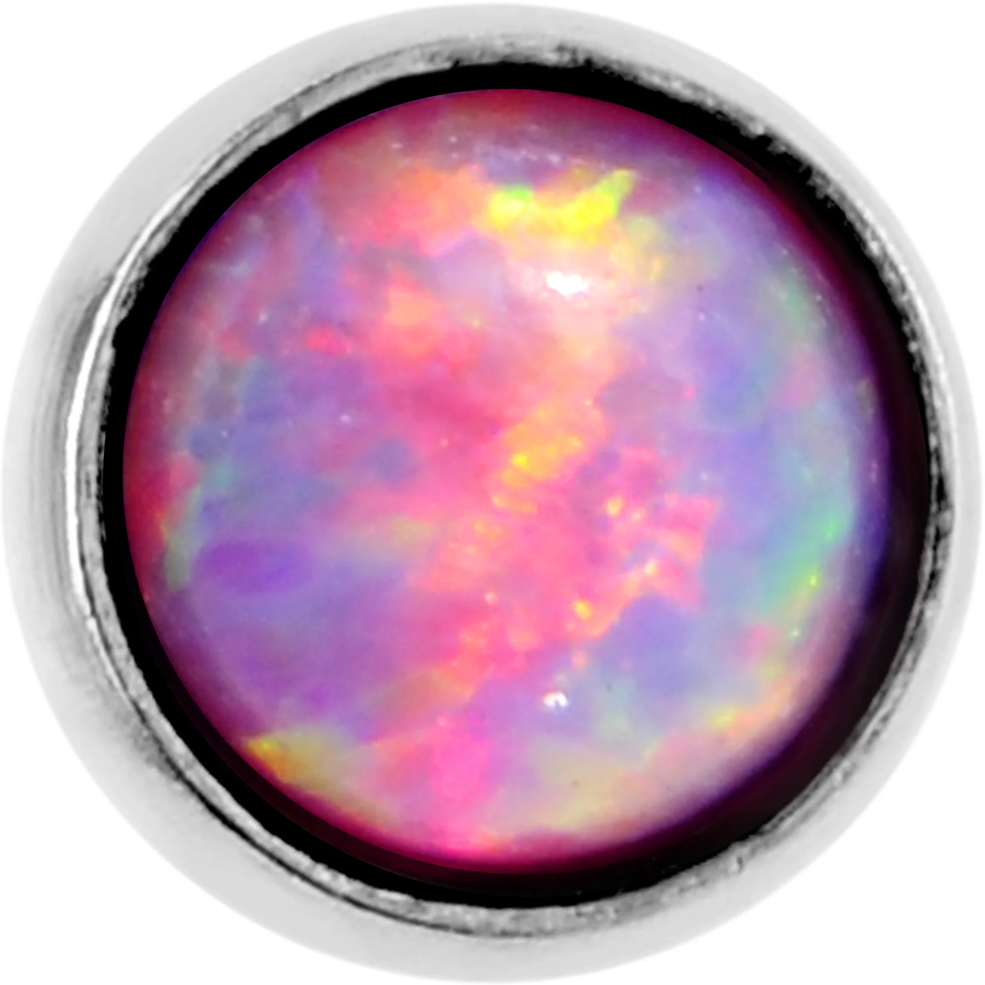 1/4 Pink Synthetic Opal Internally Threaded Daith Cartilage Tragus - Image 3