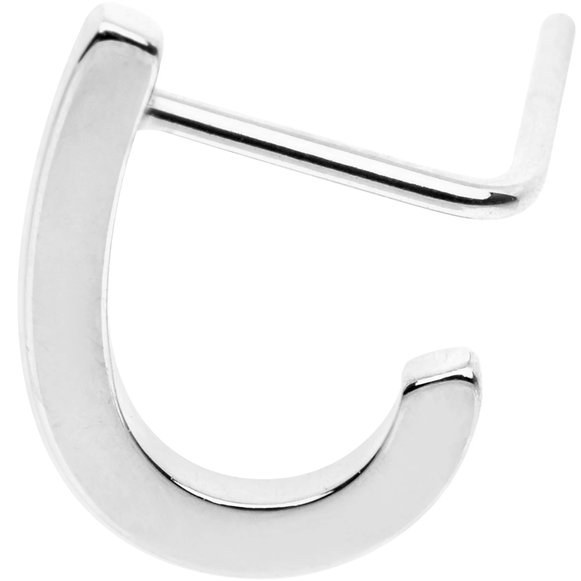 20G Stainless Steel Faux Hoop L Shaped Nose Ring - Image 2