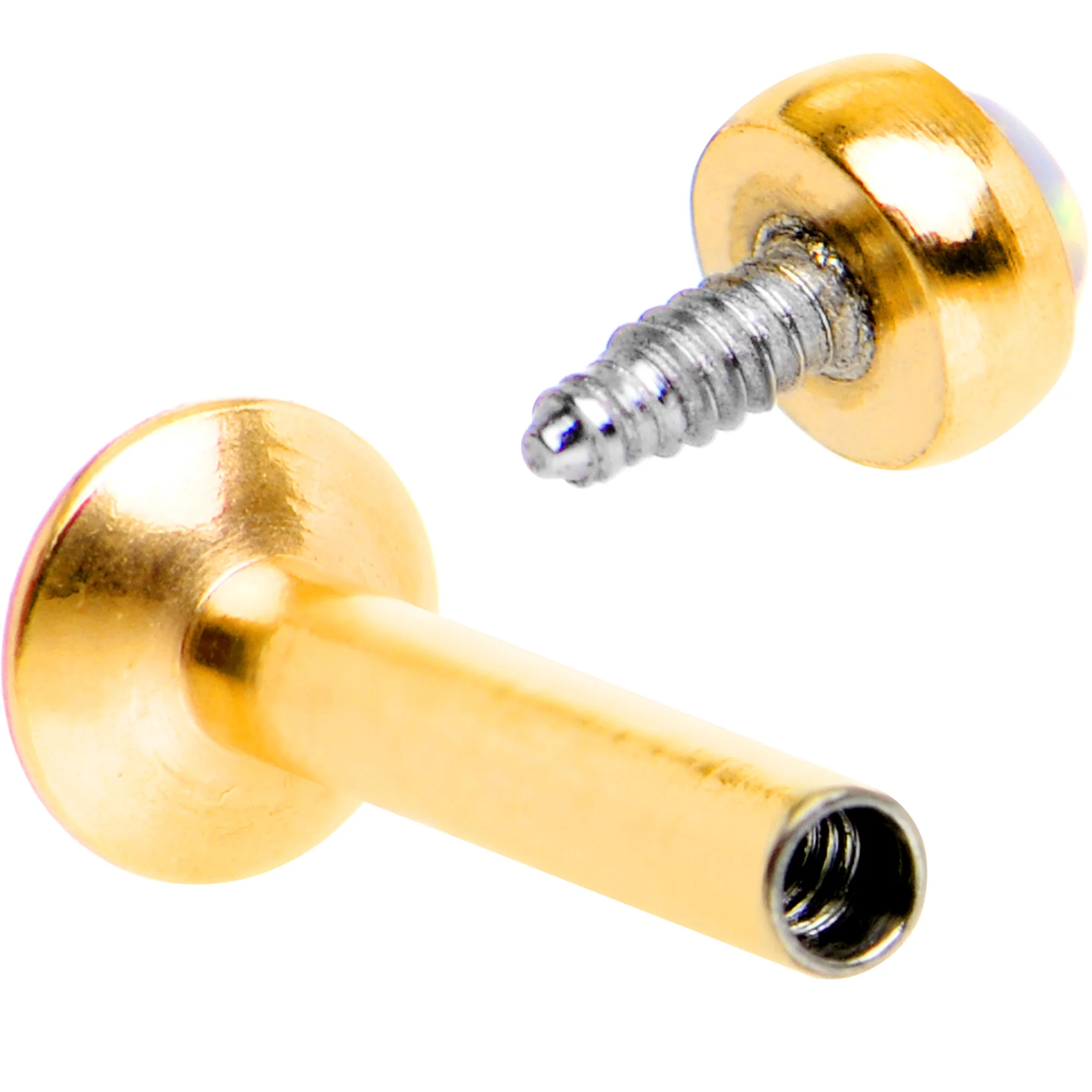 1/4 Synthetic Opal Gold Internal Thread Daith Cartilage Tragus - Image 4