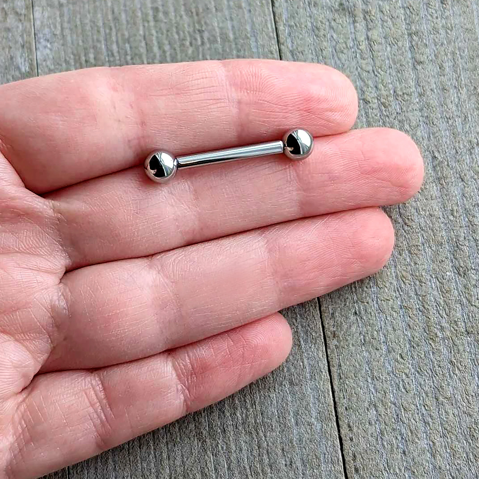 10G Stainless Straight Steel Barbell 3/4 6mm - Image 3