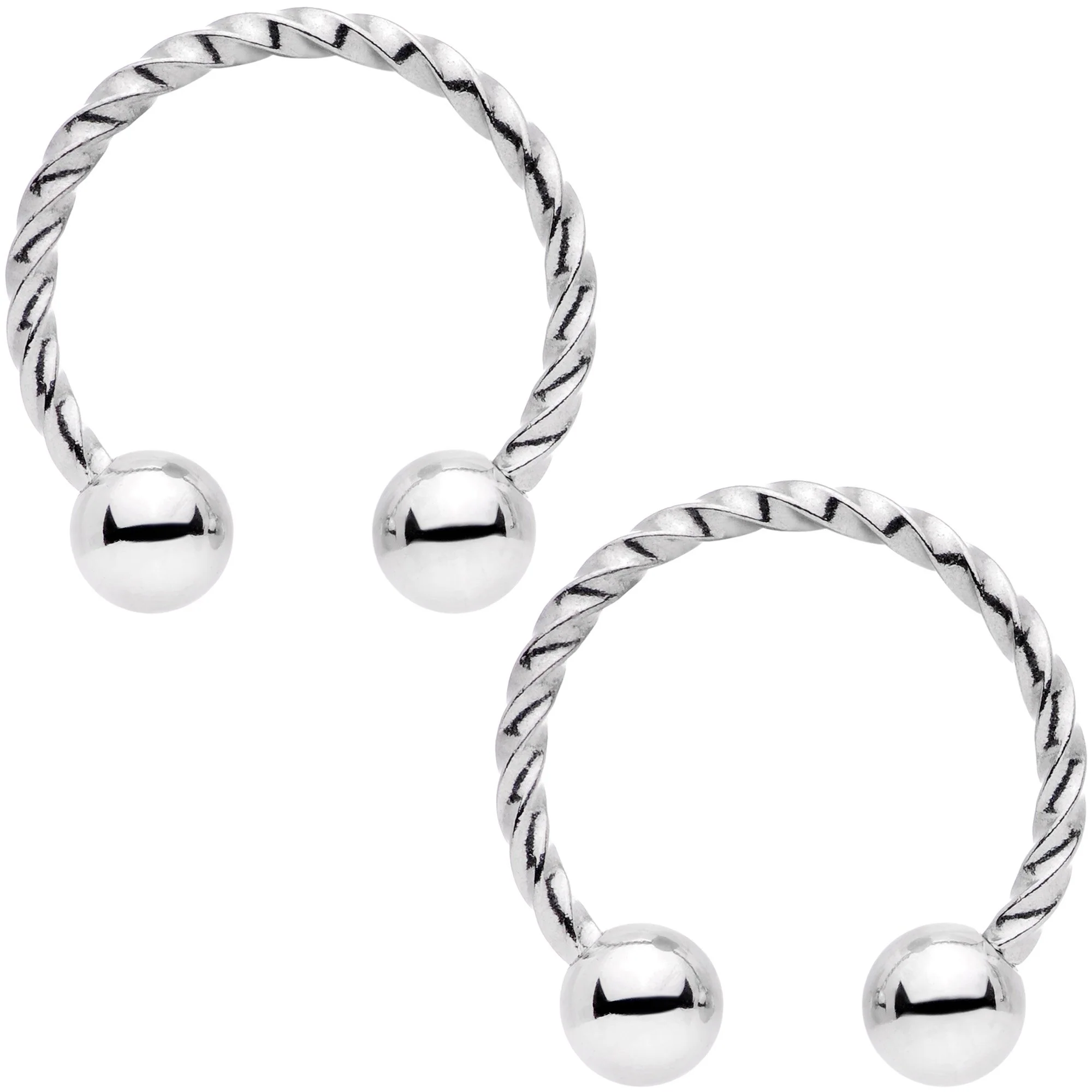 14G 1/2 9/16 Blue Seashell Twisted Horseshoe Nipple Jewelry Set - Image 3