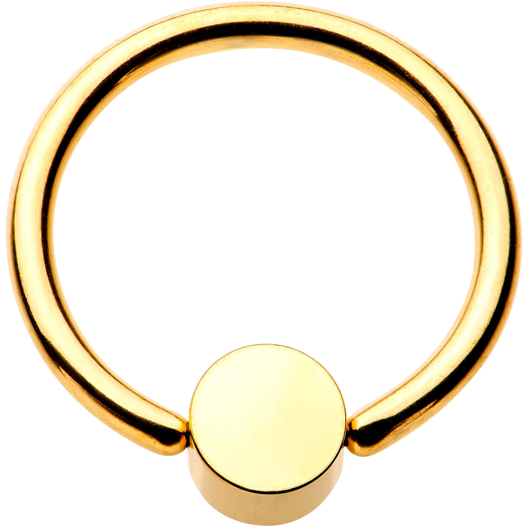 14G 1/2 Clear Gem 5mm Disc Gold IP BCR Captive Ring - Image 2