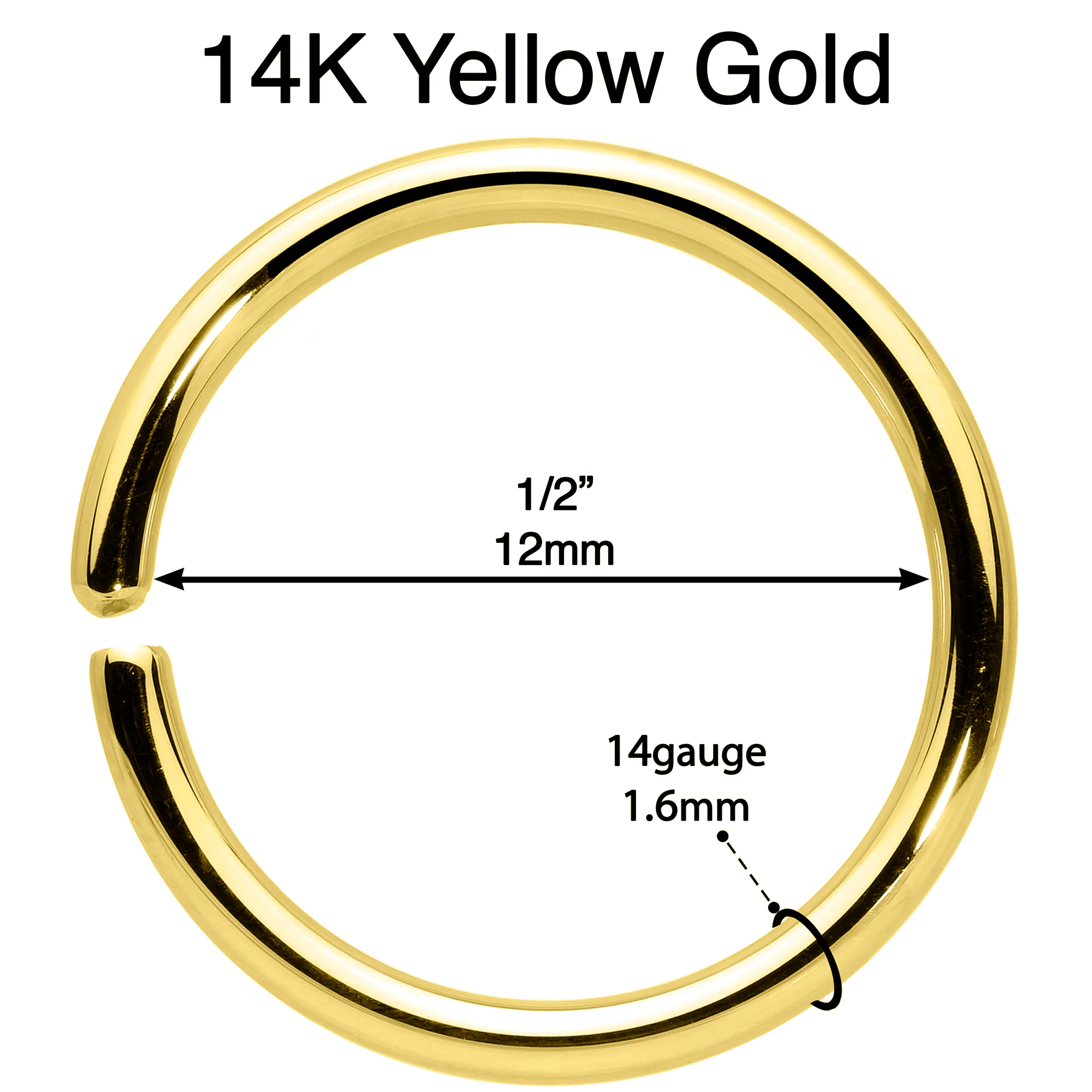 14G 1/2 Handcrafted Solid 14k Yellow Gold Seamless Circular Ring - Image 4