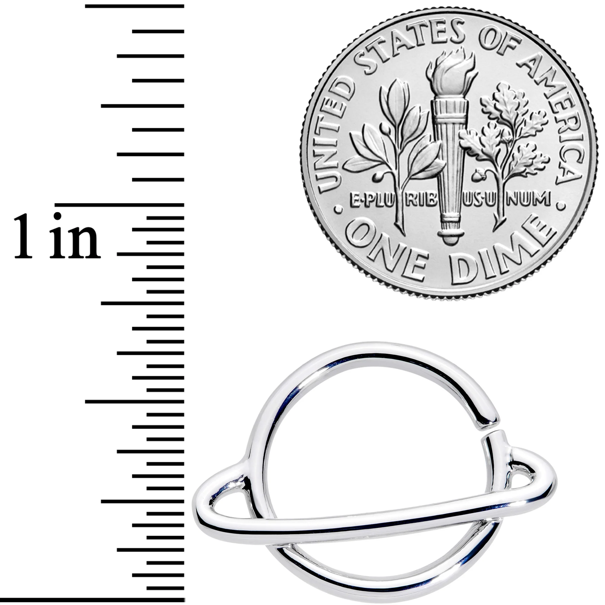 14G 1/2 Ring of Saturn Planet Nipple Ring Set - Image 3