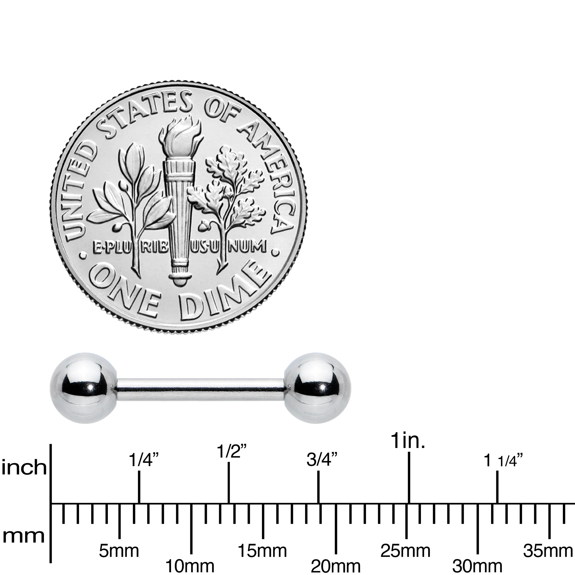 14G 1/2 Simple Classic Barbell Nipple Ring Set - Image 3