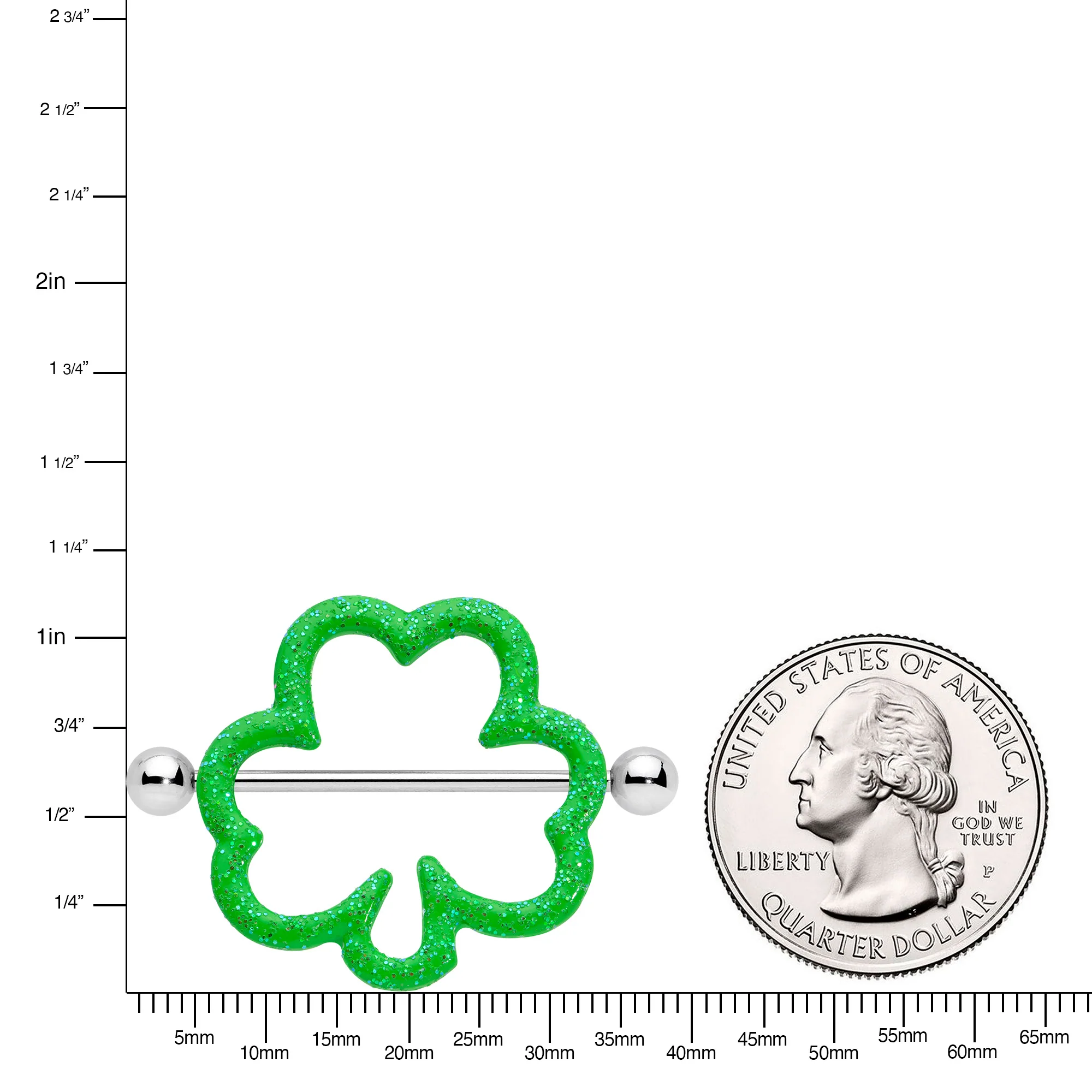 14G 1 3/16 Lucky Shamrock St Patricks Day Green Nipple Shield Set - Image 3