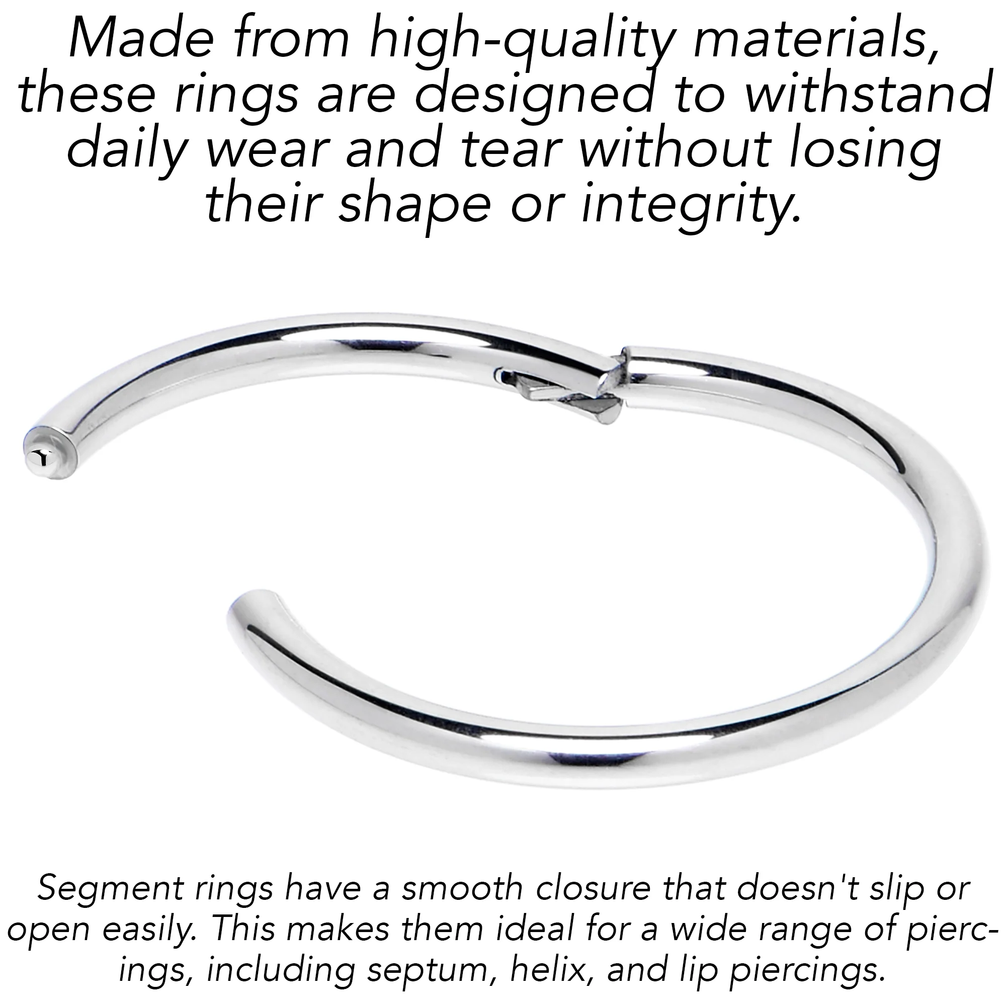 14G 1/4 316L Surgical Steel Precision Hinged Segment Hoop - Image 7