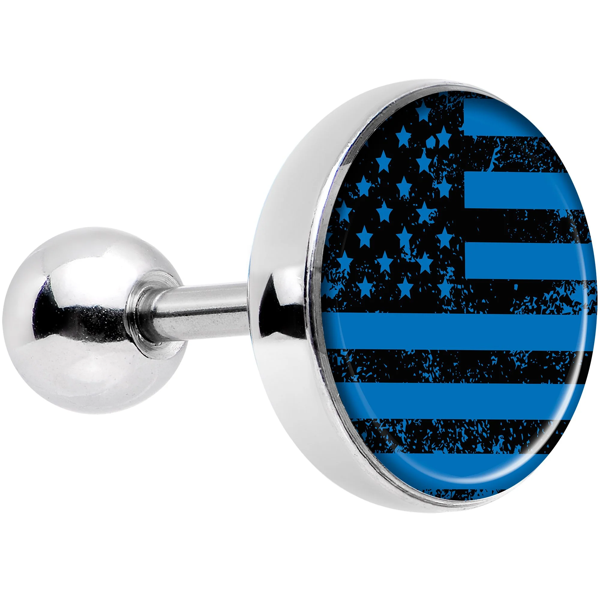 16G 1/4 Blue American Flag Tragus Cartilage Earring