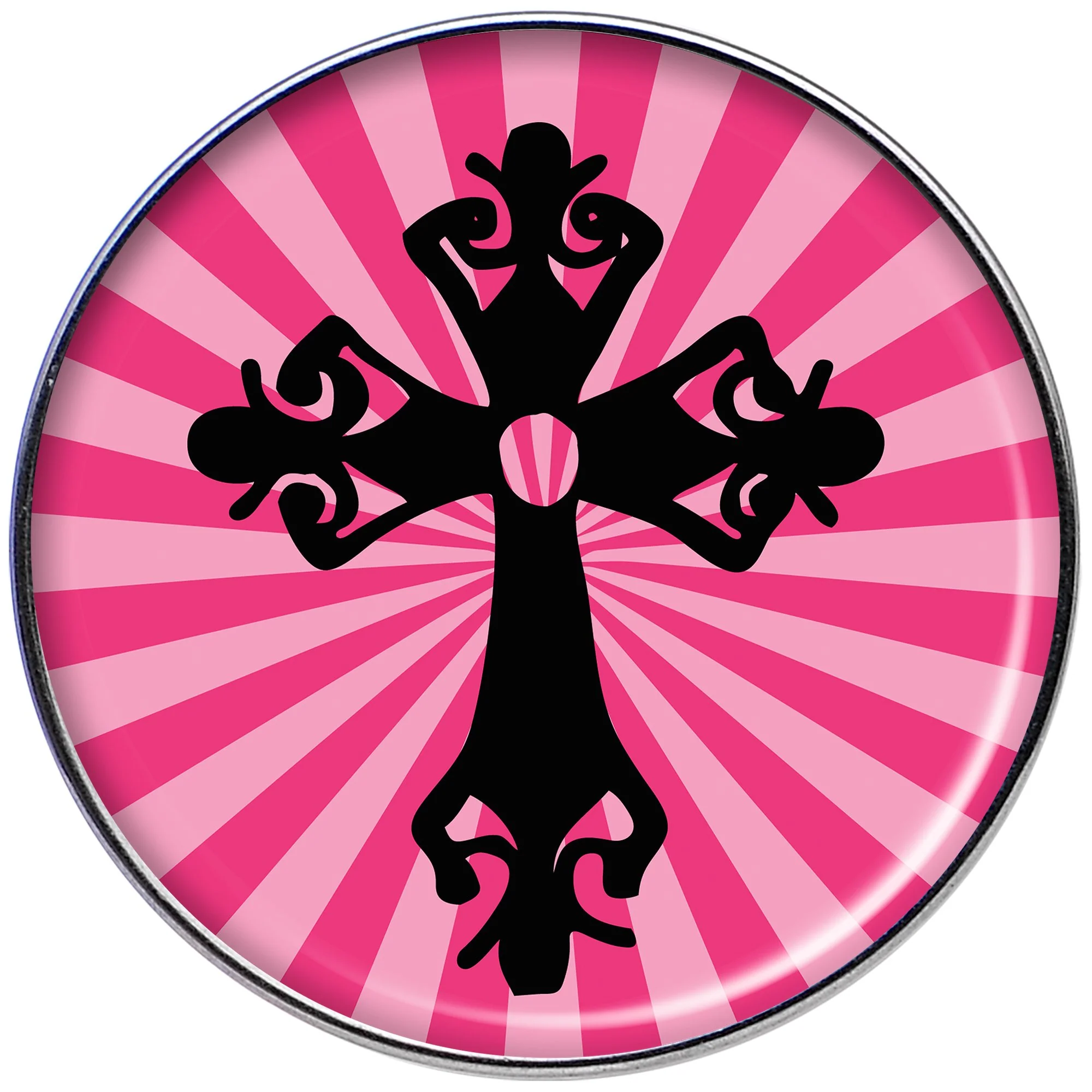 16G 1/4 Pink Black Radiant Cross Tragus Cartilage Earring - Image 2