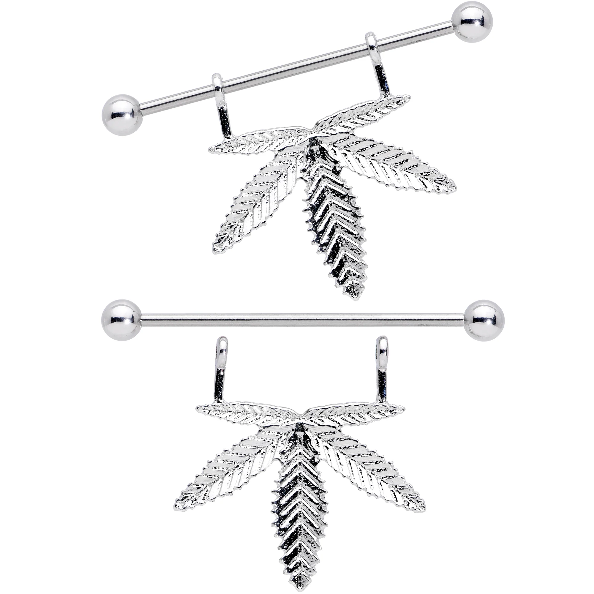 14G 11/16 Hanging Pot Leaf Dangle Nipple Shield Set - Image 2