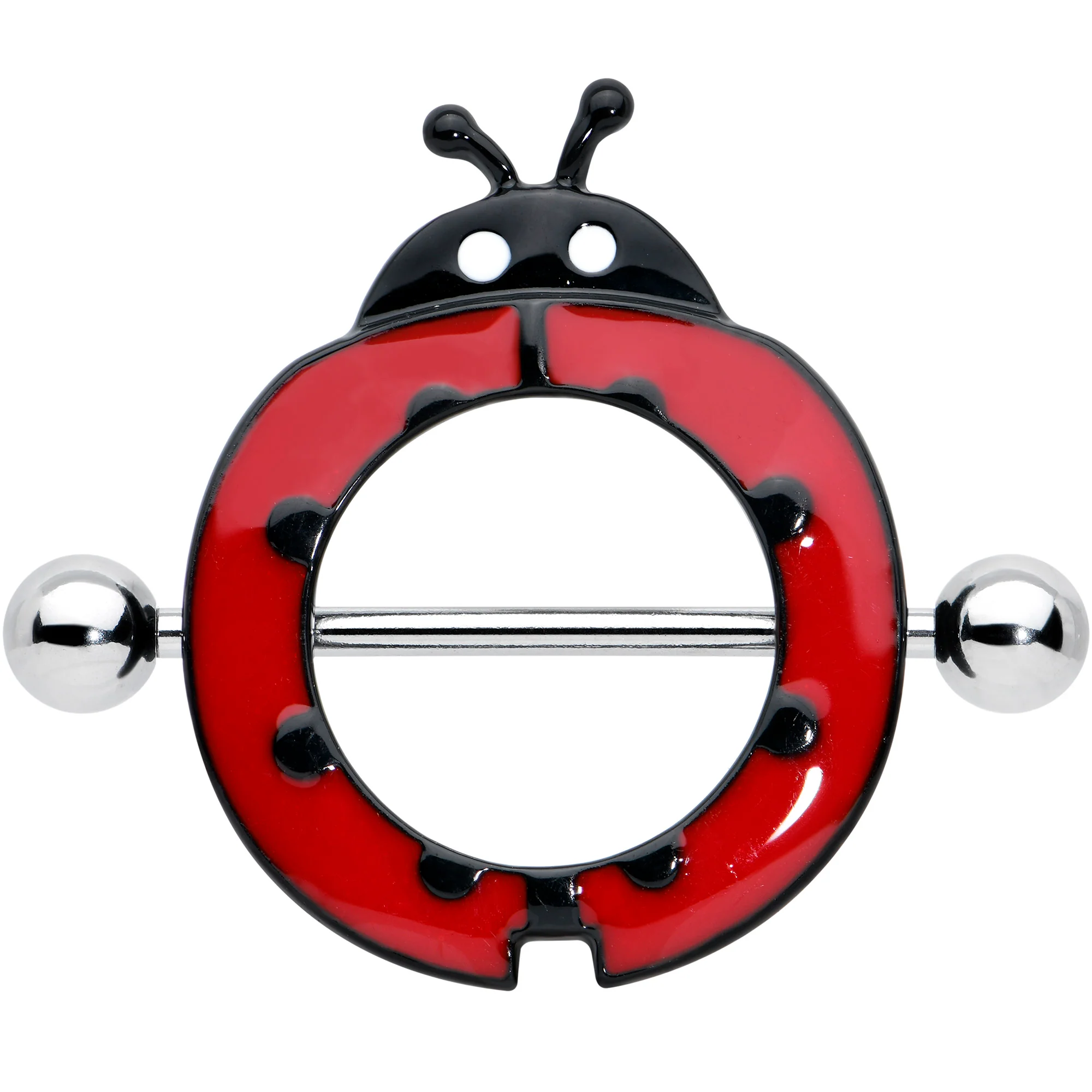 14G 11/16 Happy Red Ladybug Nipple Shield Set - Image 2
