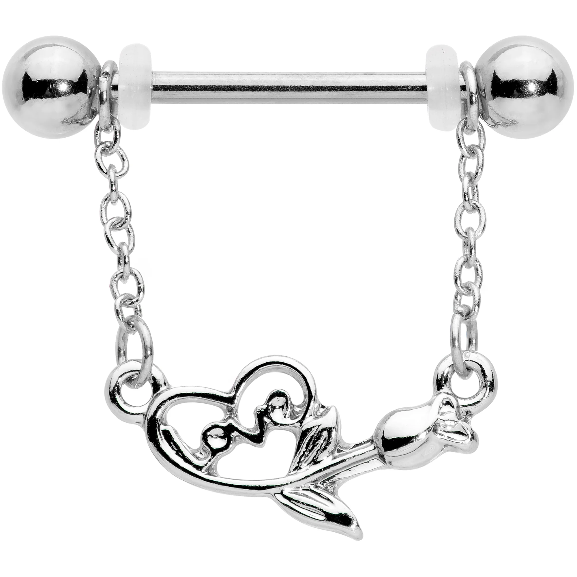 14G 11/16 Love Rose Dangle Nipple Ring Set - Image 2